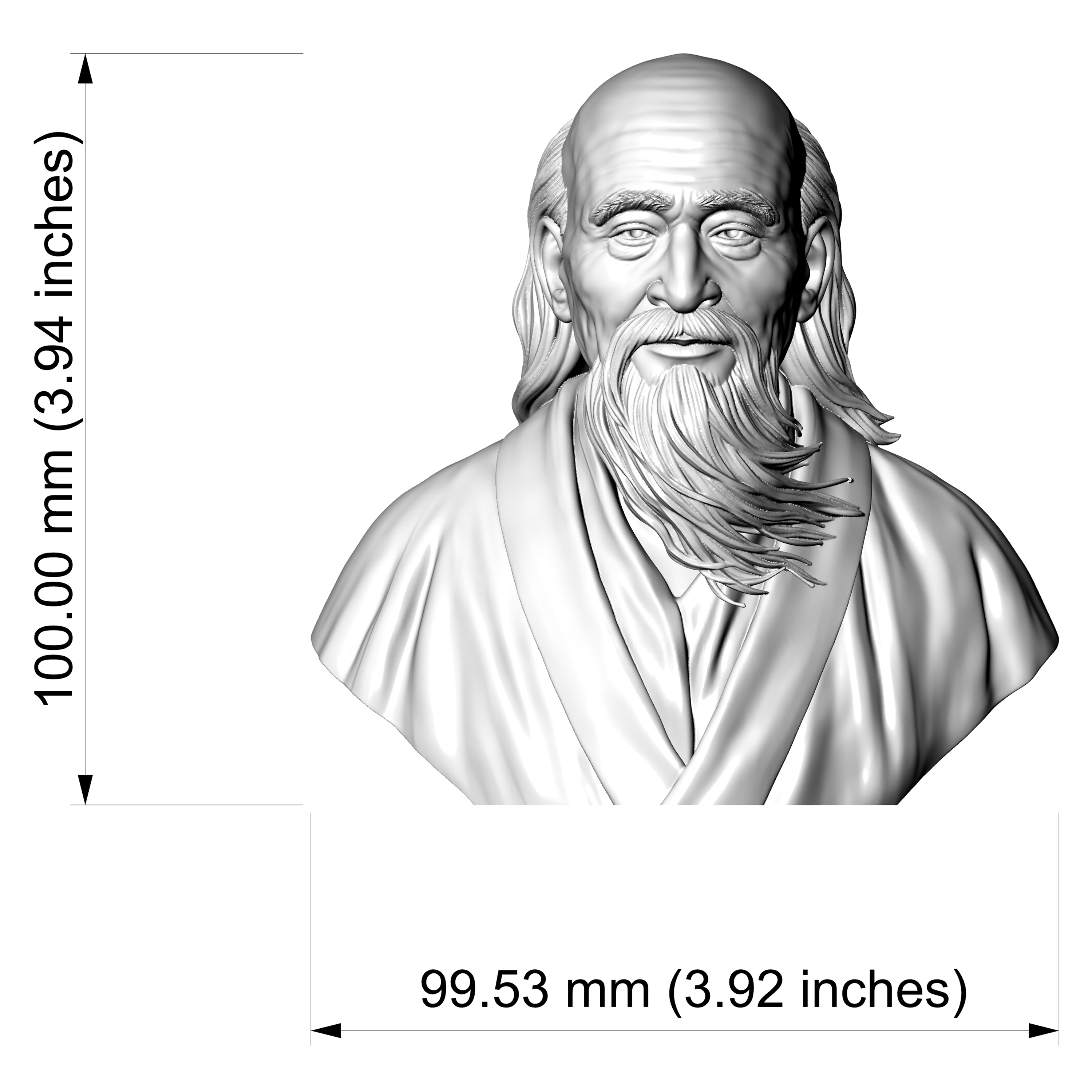 Laozi Taoist Philosopher Bust 3D Model