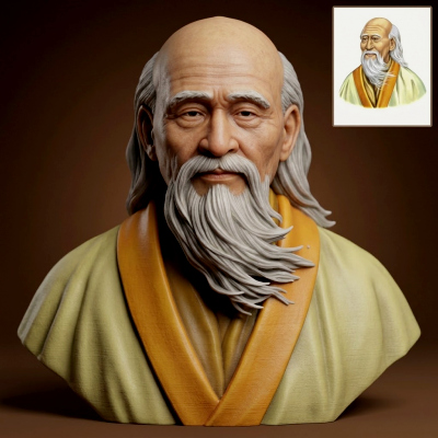 Laozi Taoist Philosopher Bust