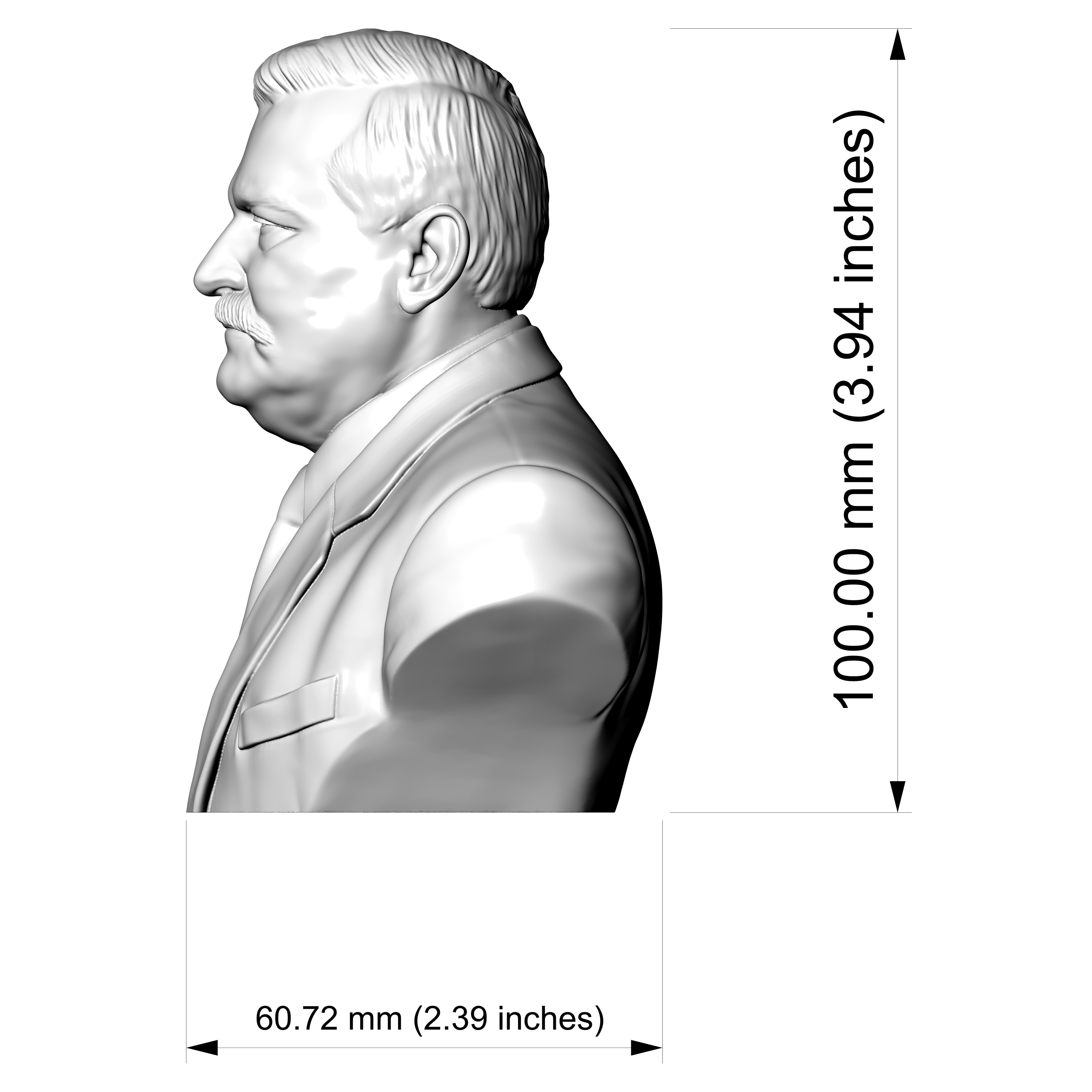 Lech Walesa 3D Printable Bust 3D Model