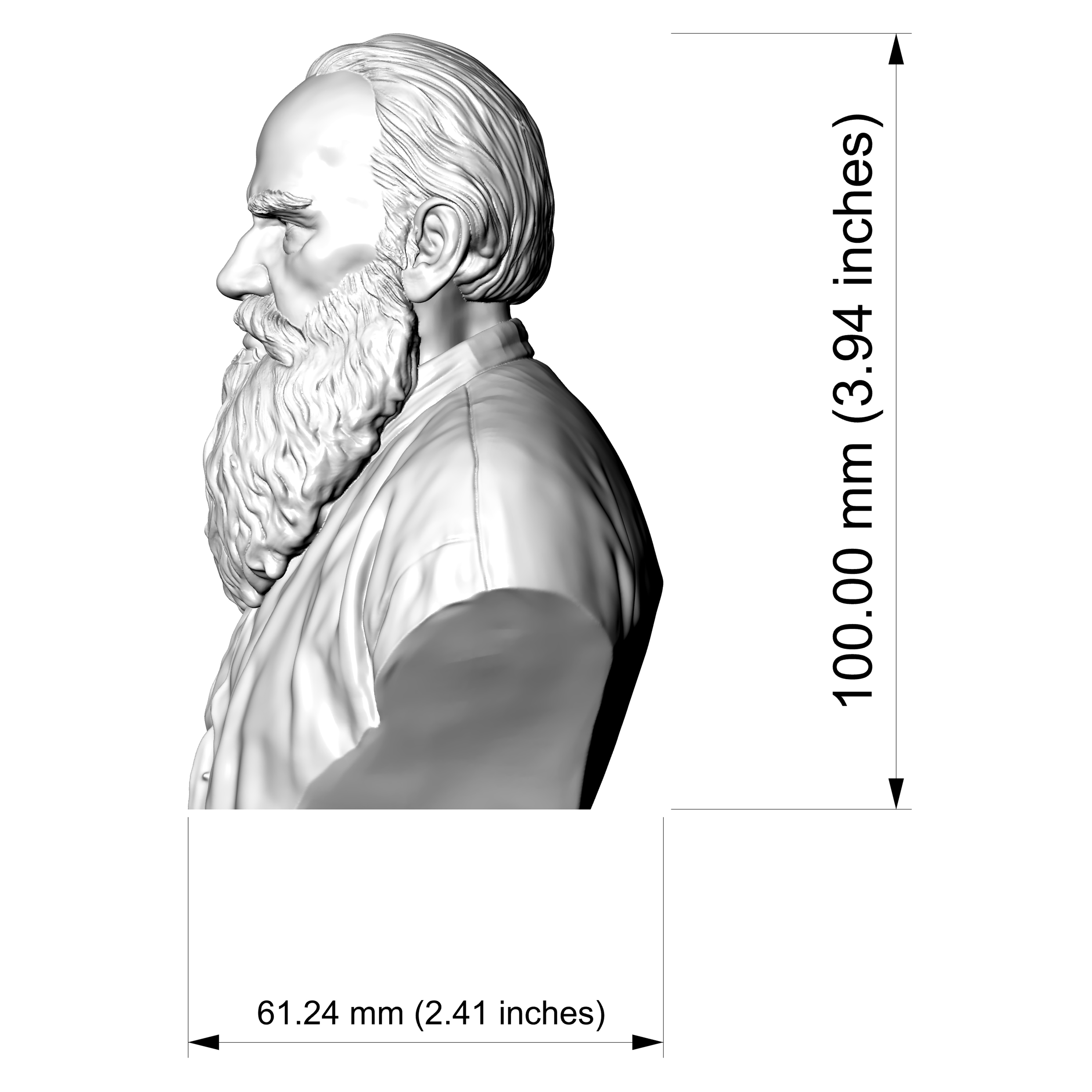 Leo Tolstoy 3D Printable Bust 3D Model