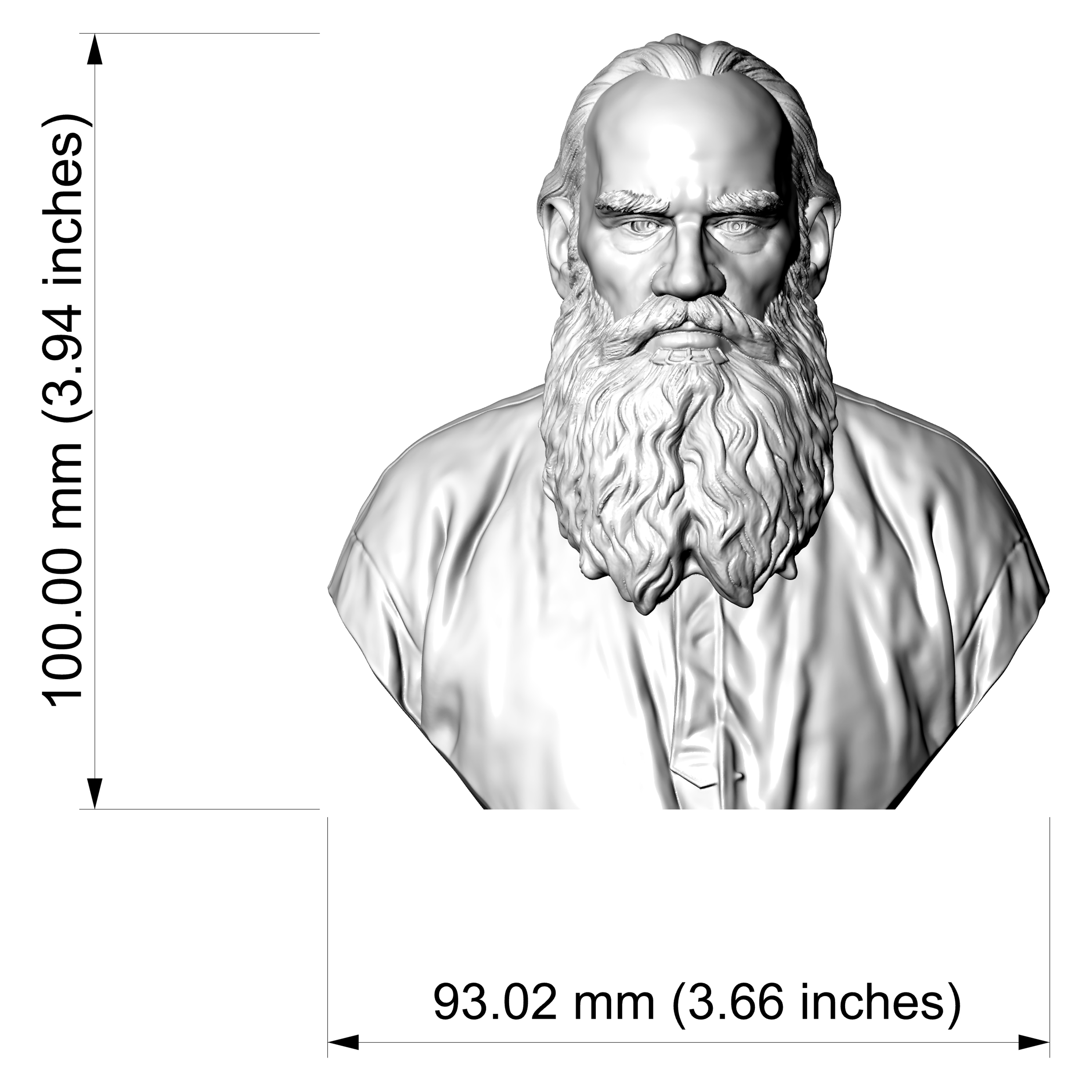 Leo Tolstoy 3D Printable Bust 3D Model