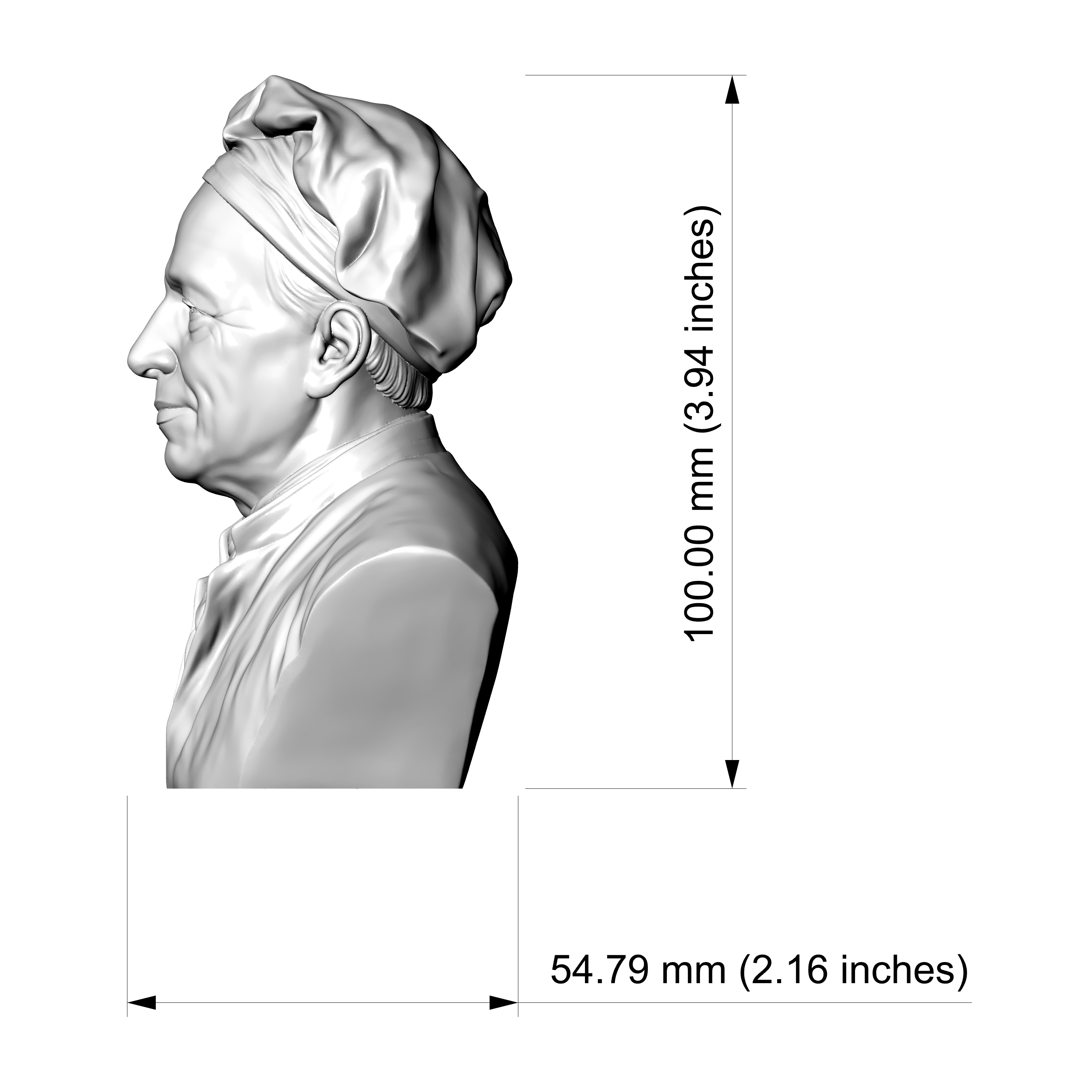 Leonhard Euler 3D Printable Bust 3D Model
