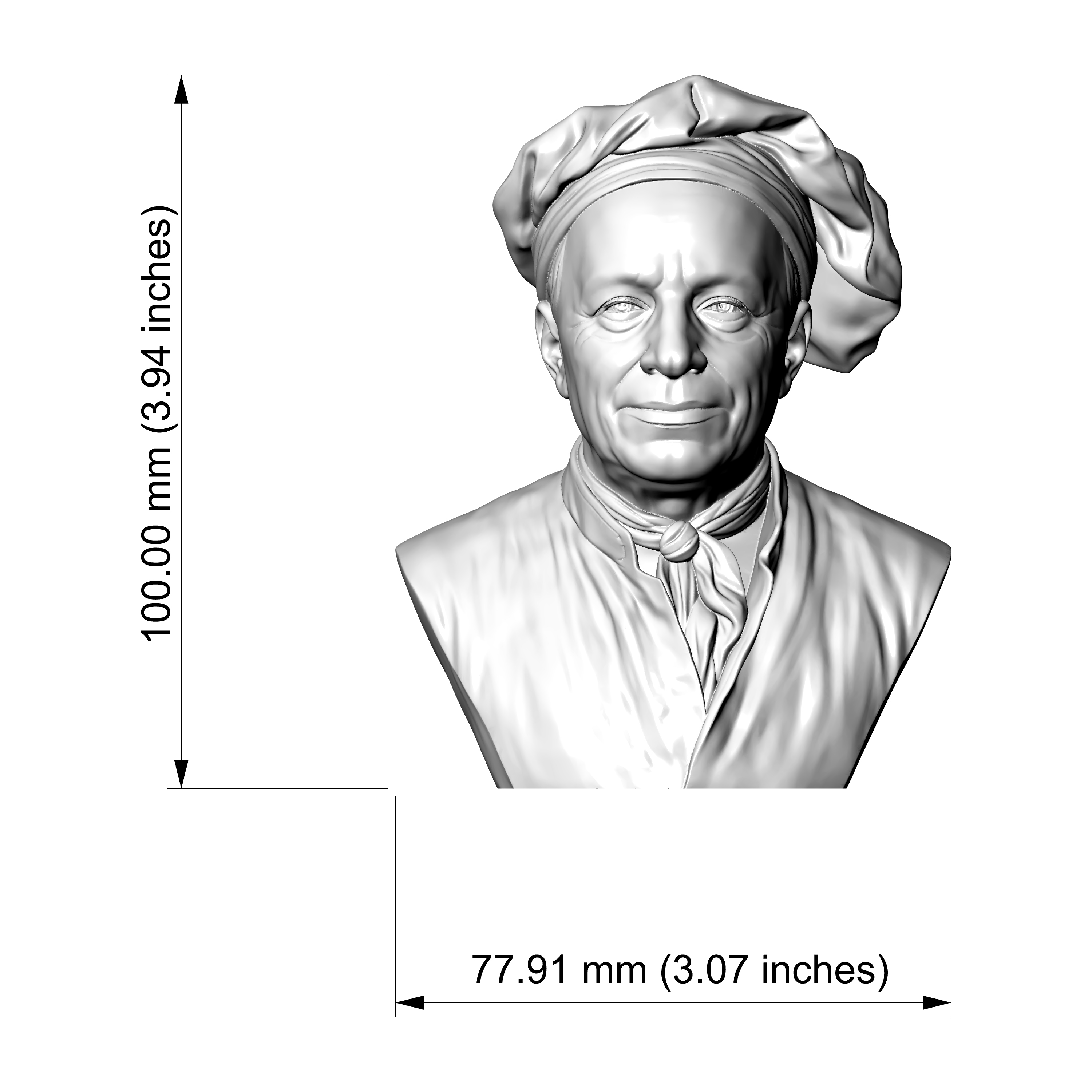 Leonhard Euler 3D Printable Bust 3D Model