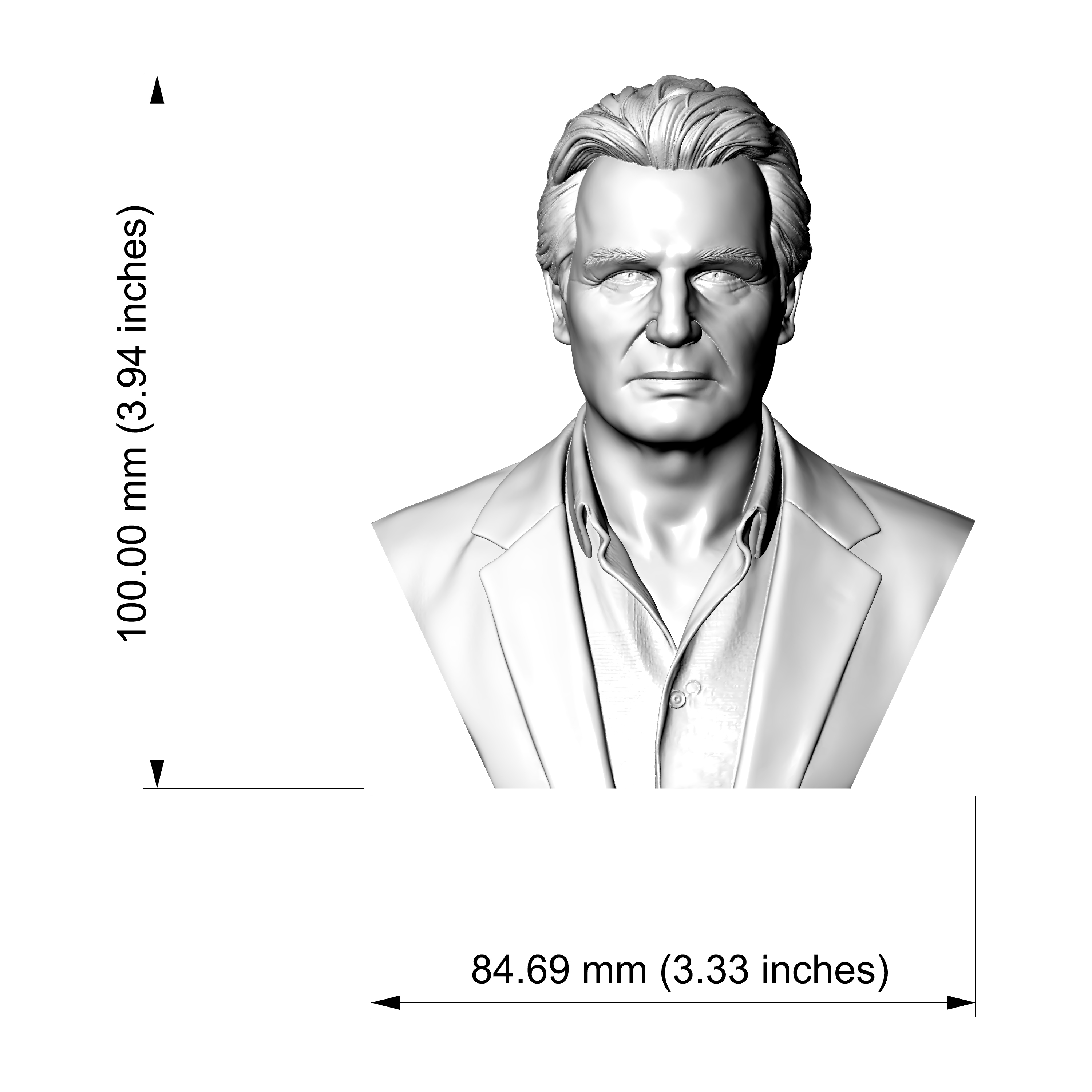 Liam Neeson 3D Printable Bust 3D Model