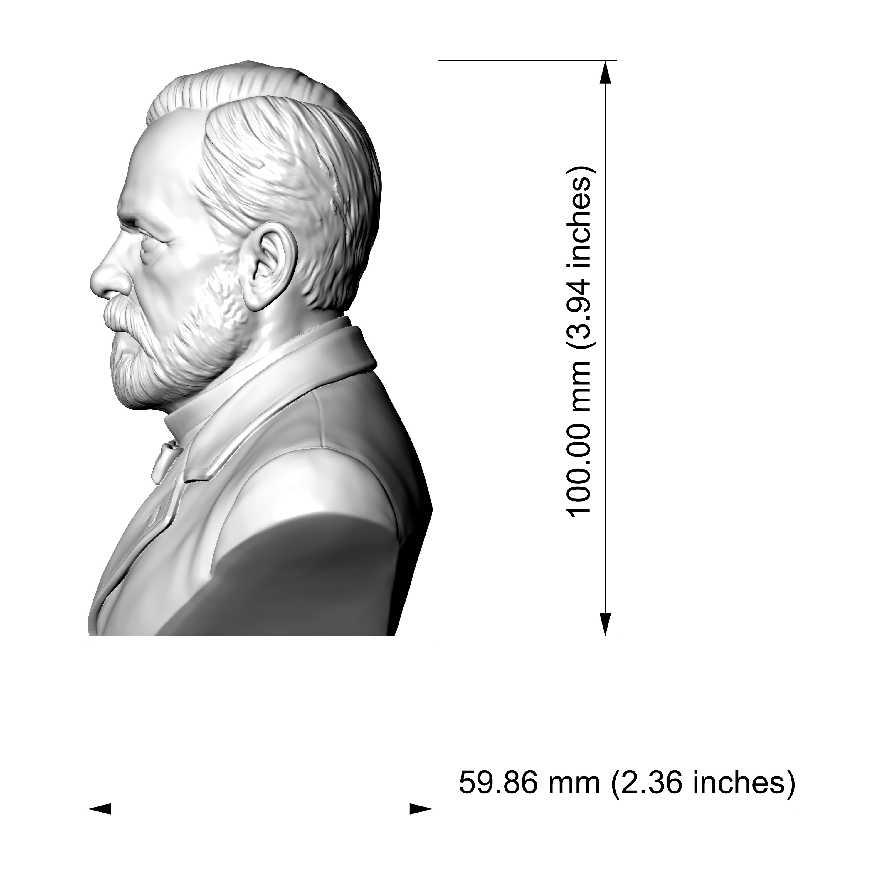 Louis Pasteur 3D Printable Bust 3D Model