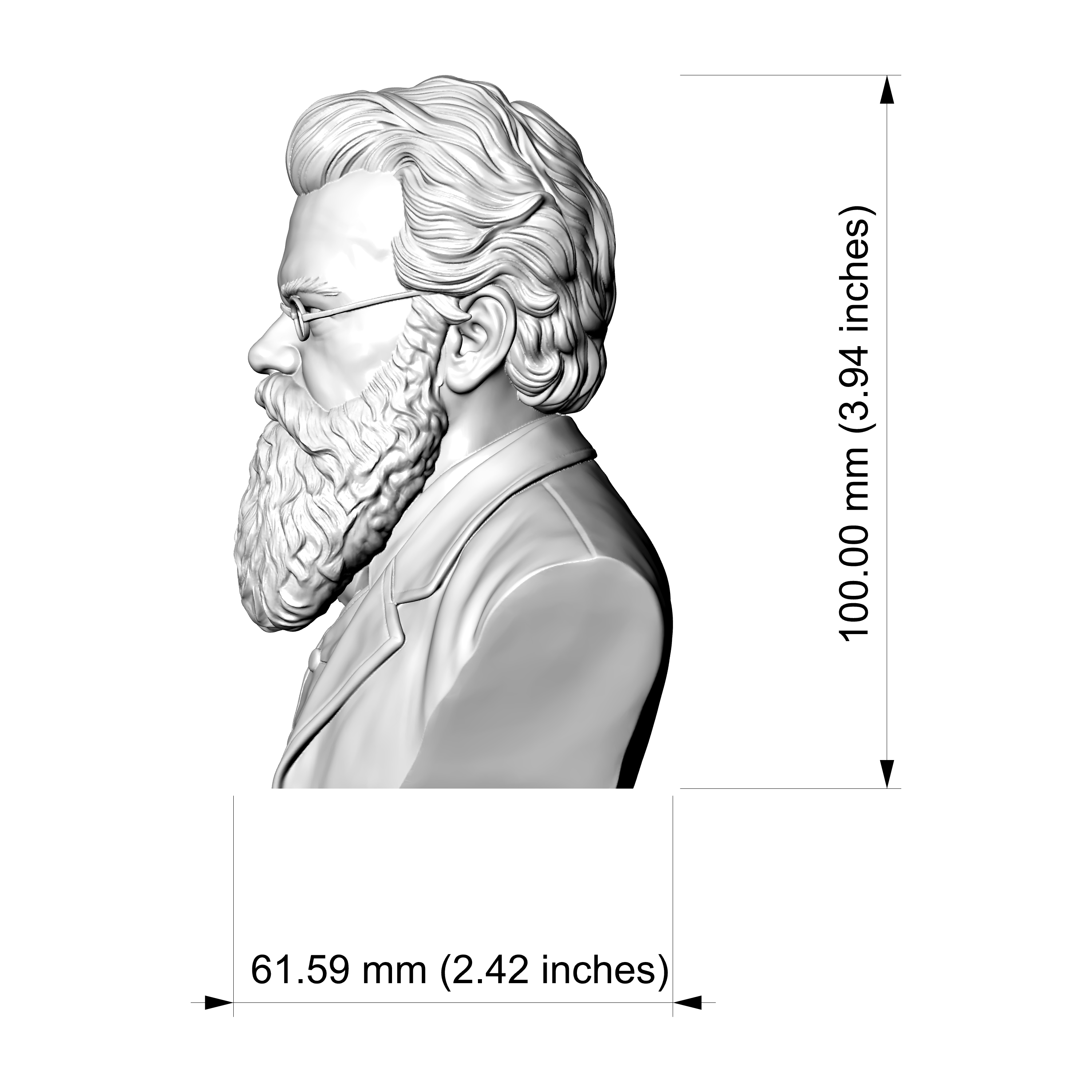 Ludwig Boltzmann 3D Printable Bust 3D Model