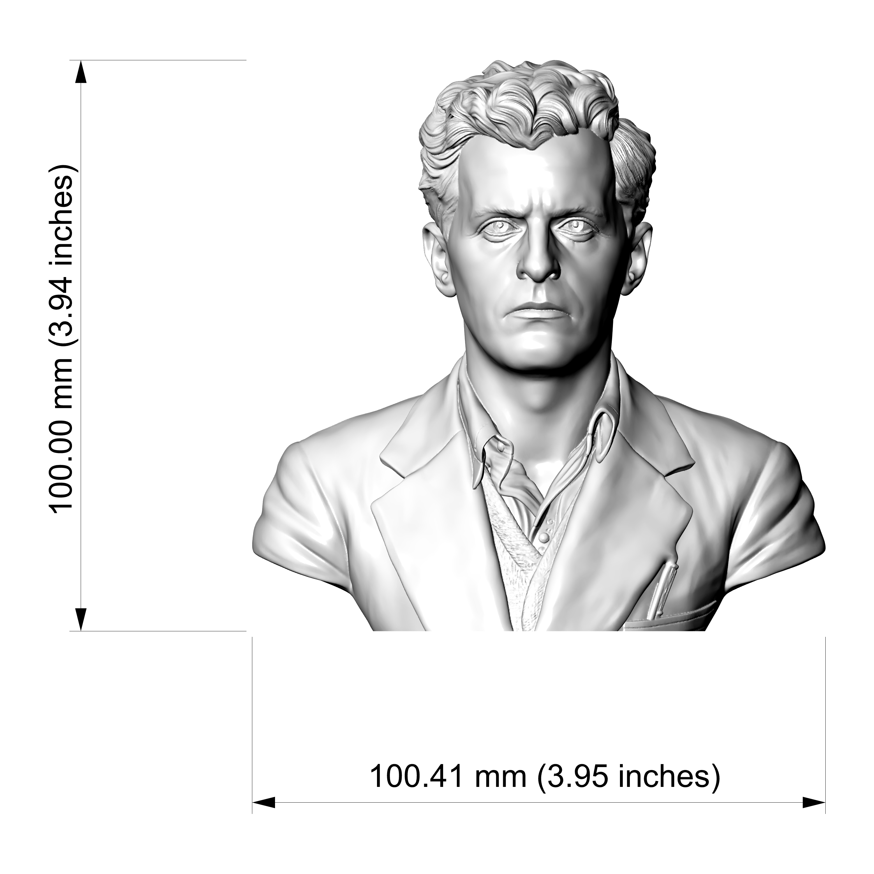 Ludwig Wittgenstein 3D Printable Bust 3D Model