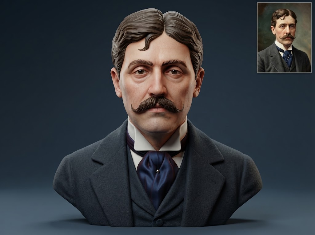 Marcel Proust French Author Portrait Bust 3D Model