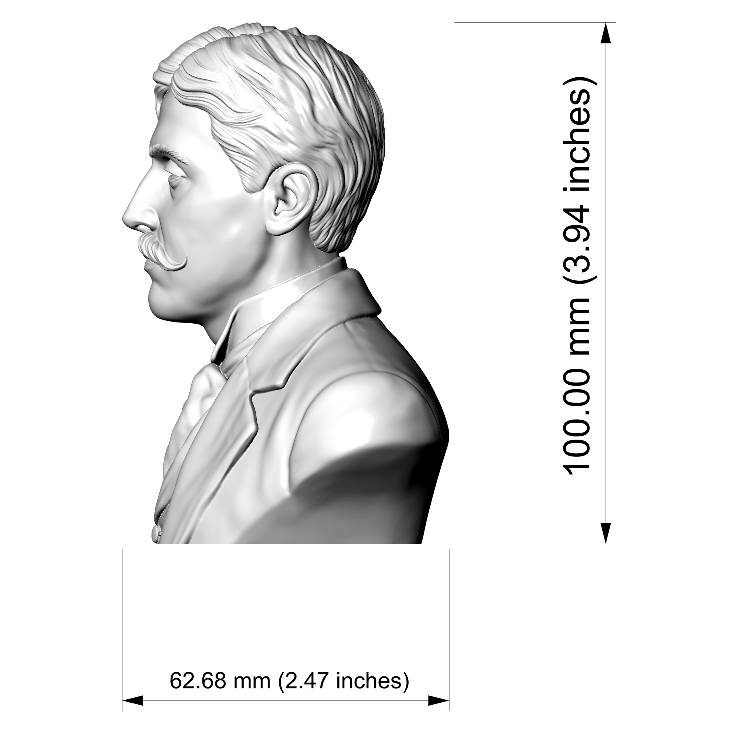 Marcel Proust French Author Portrait Bust 3D Model