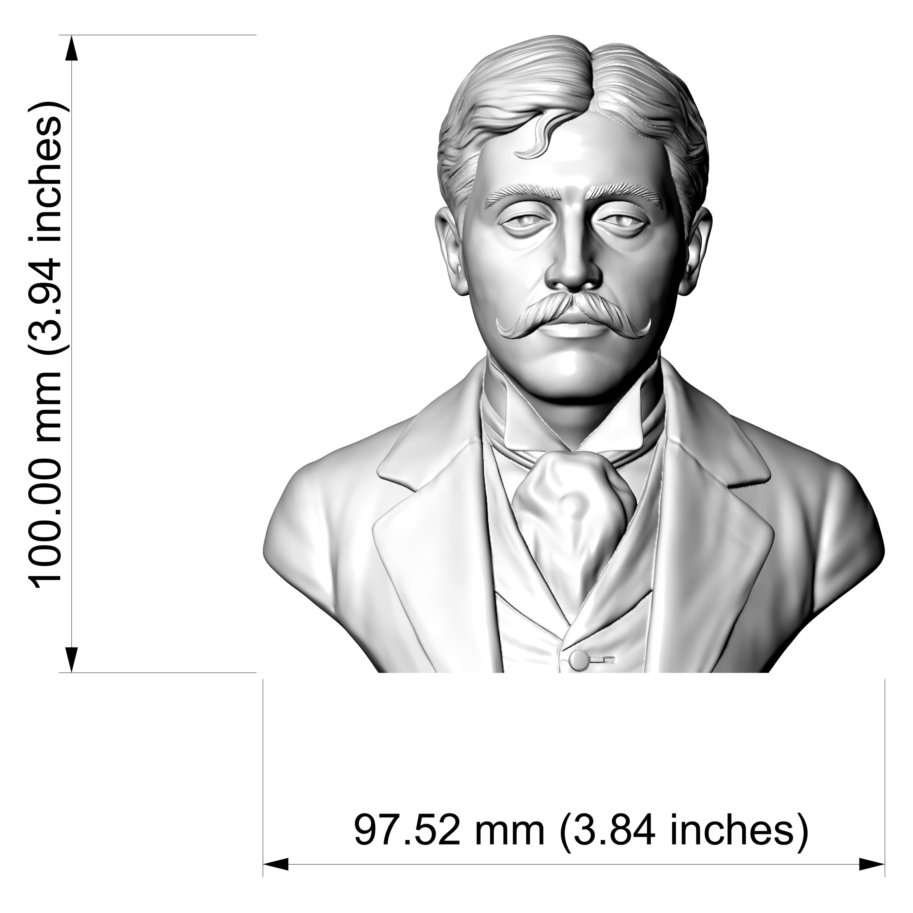 Marcel Proust French Author Portrait Bust 3D Model
