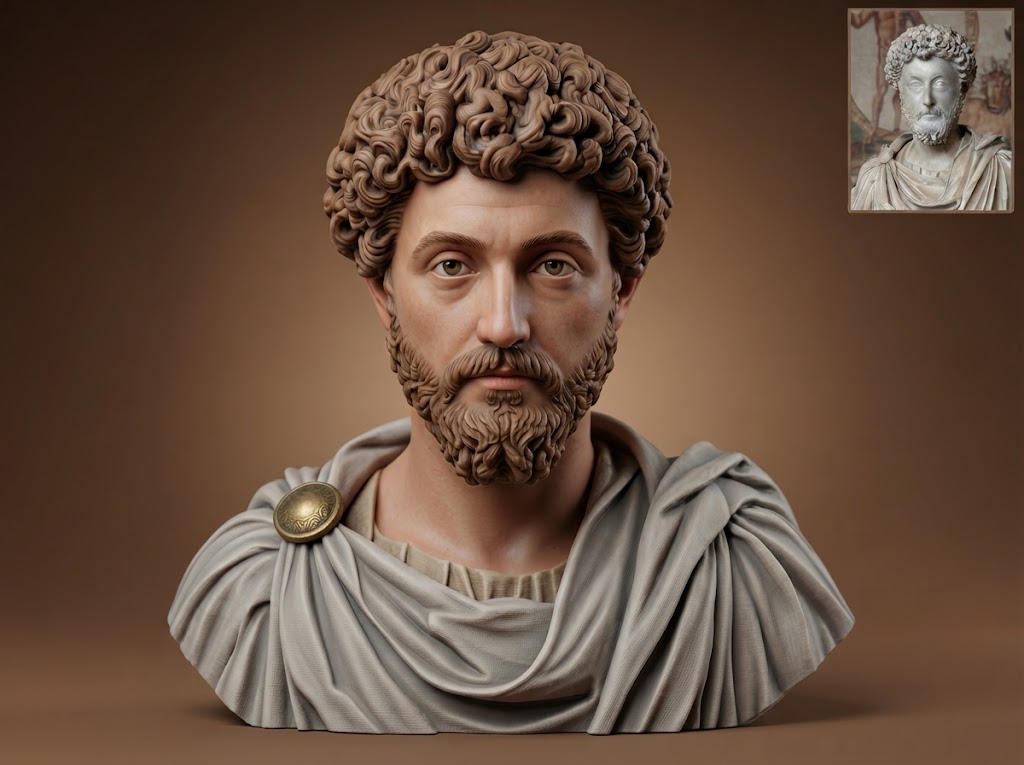 Marcus Aurelius Roman Emperor Bust 3D Model