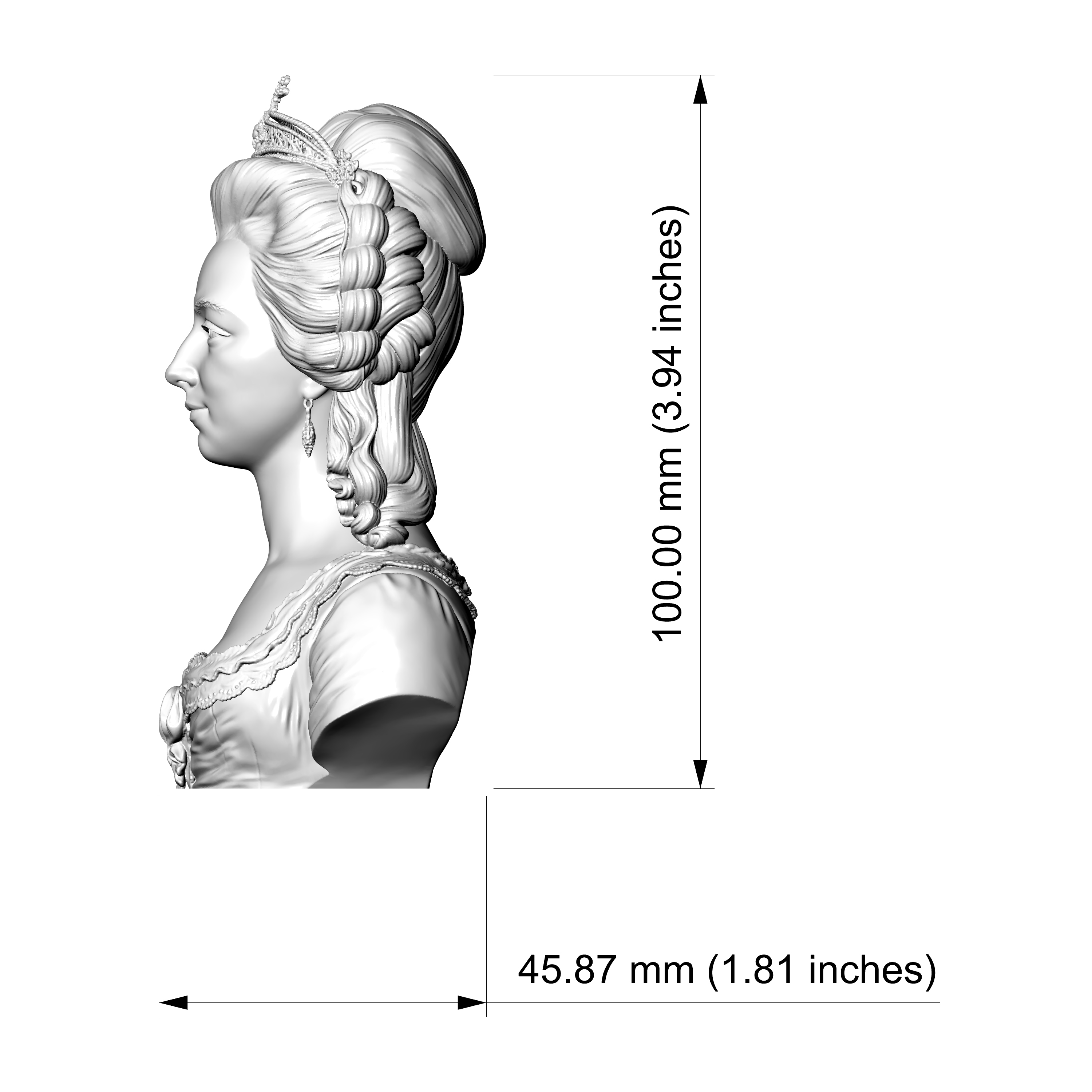 Marie Antoinette 3D Printable Bust 3D Model