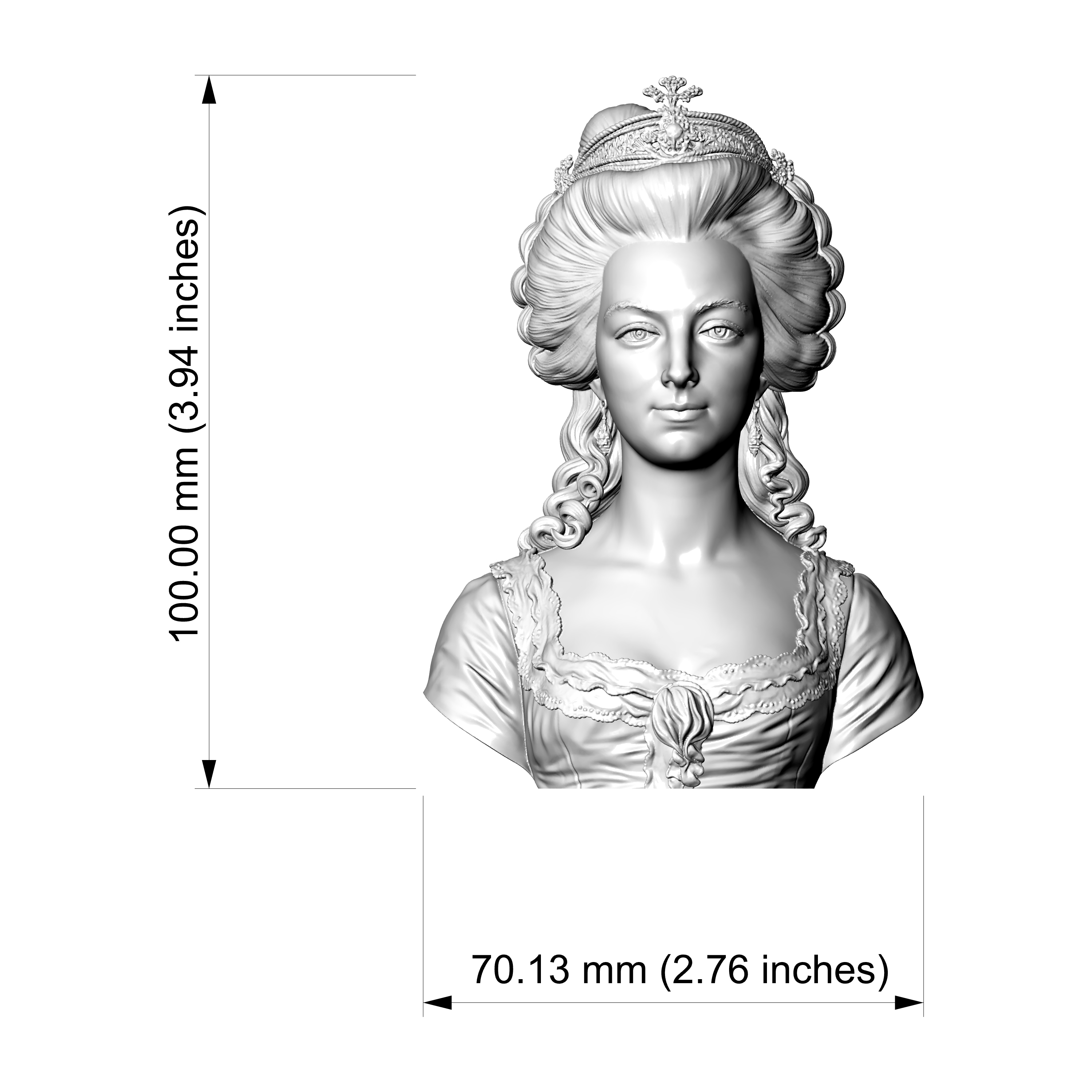 Marie Antoinette 3D Printable Bust 3D Model