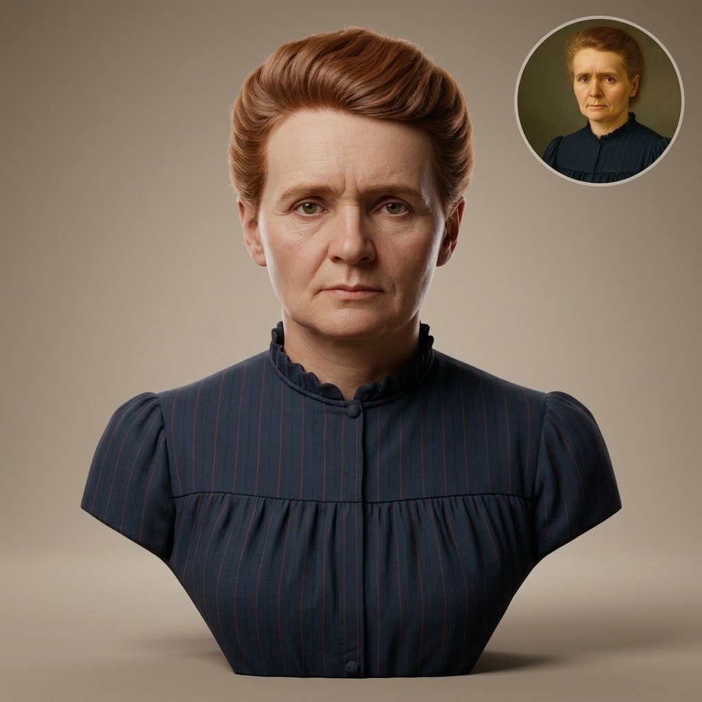 Marie Curie 3D Printable Bust 3D Model