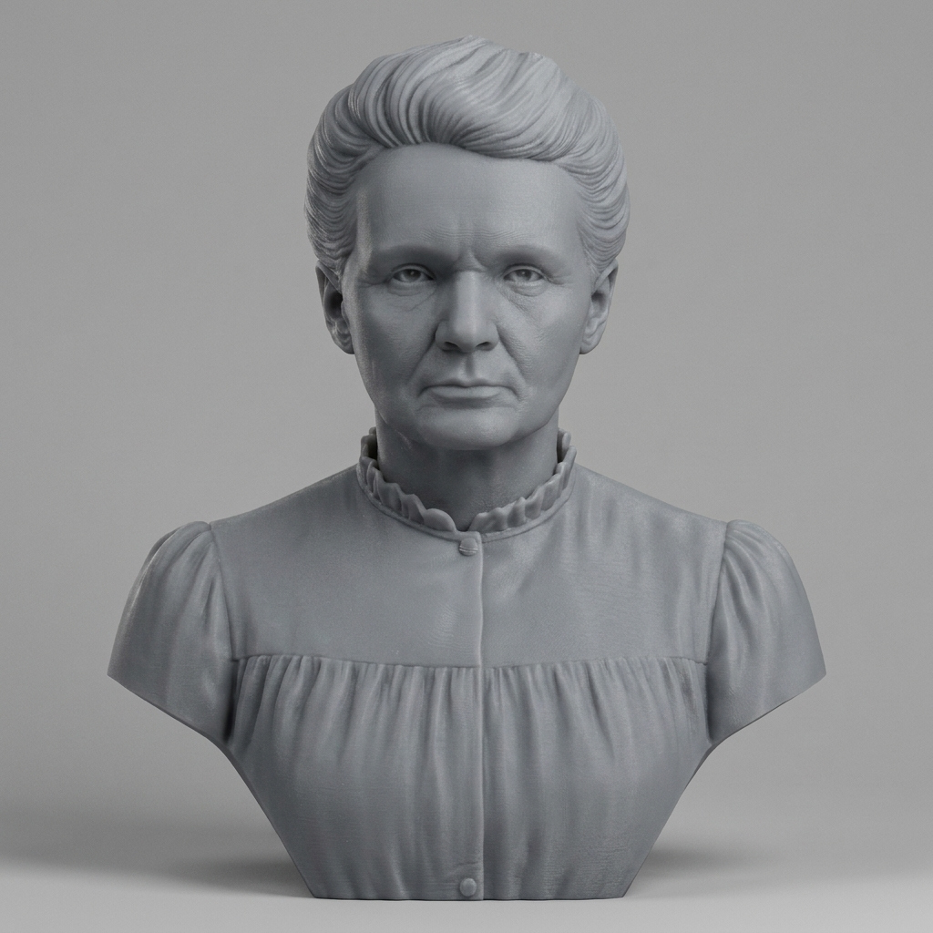 Marie Curie 3D Printable Bust 3D Model