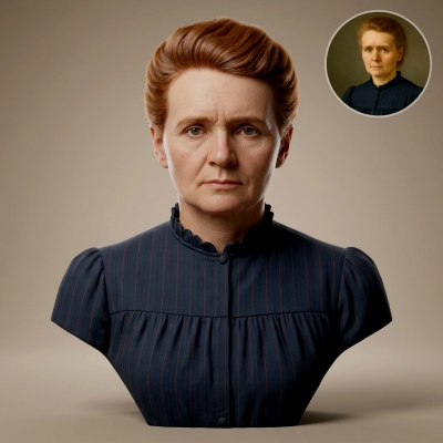 Marie Curie 3D Printable Bust 3D Model