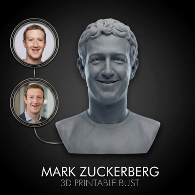 Mark Zuckerberg 3D Printable Bust