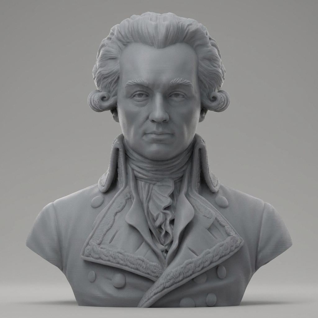 Marquis de Lafayette Historical Military Bust 3D Model