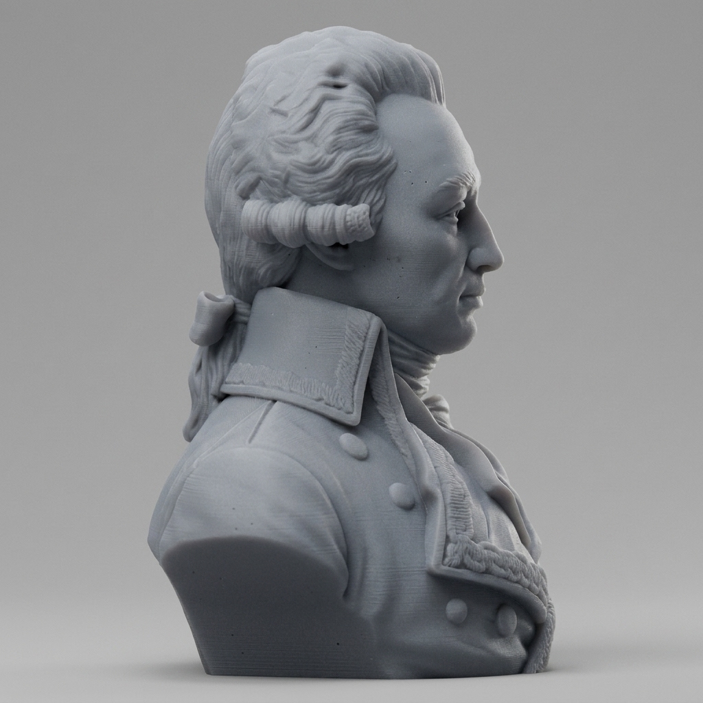 Marquis de Lafayette Historical Military Bust 3D Model