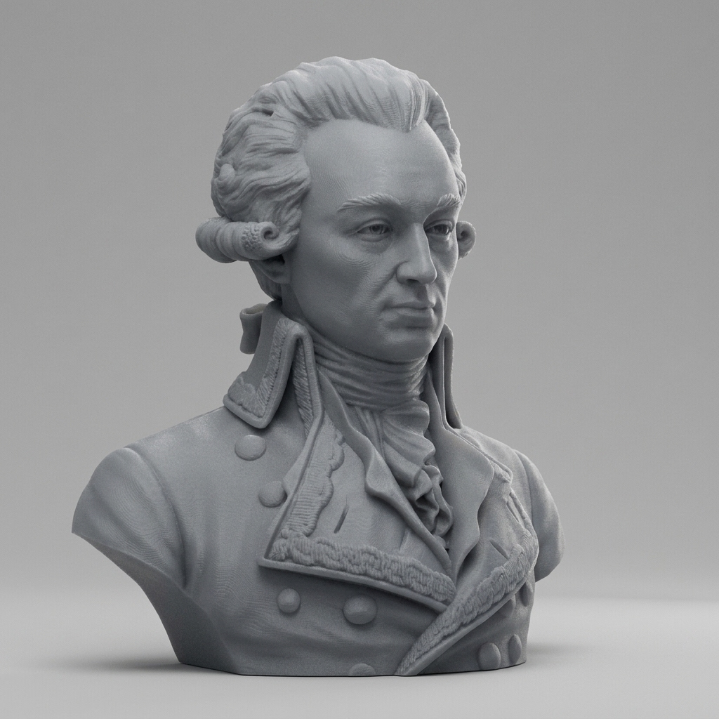 Marquis de Lafayette Historical Military Bust 3D Model