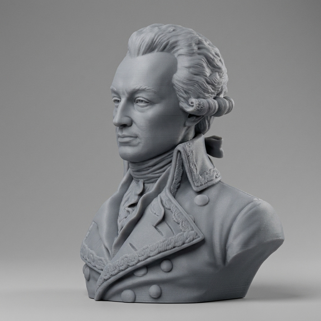 Marquis de Lafayette Historical Military Bust 3D Model