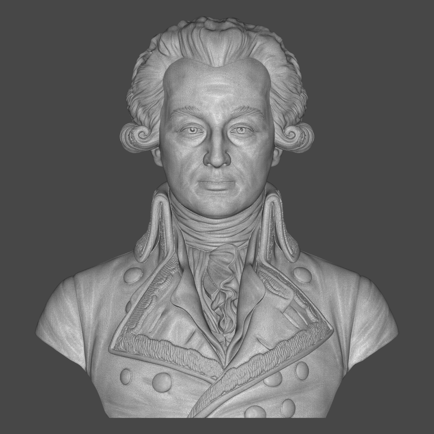 Marquis de Lafayette Historical Military Bust 3D Model