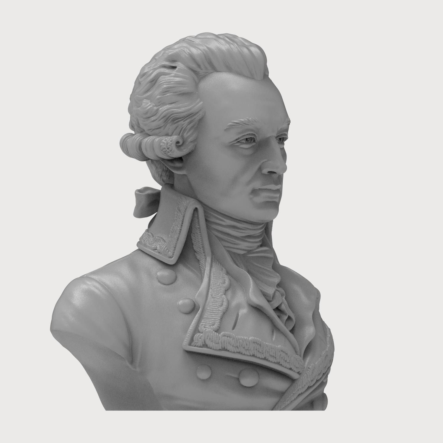 Marquis de Lafayette Historical Military Bust 3D Model