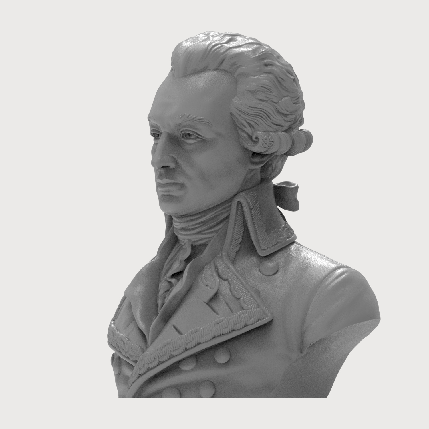 Marquis de Lafayette Historical Military Bust 3D Model