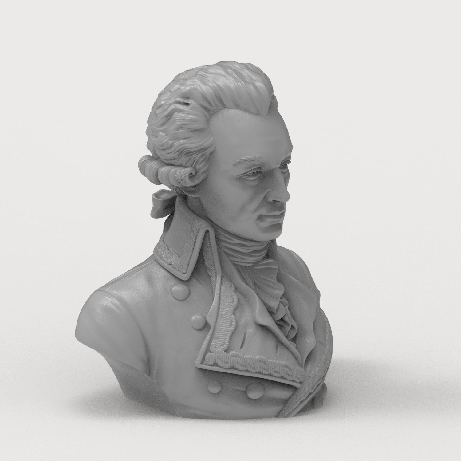 Marquis de Lafayette Historical Military Bust 3D Model