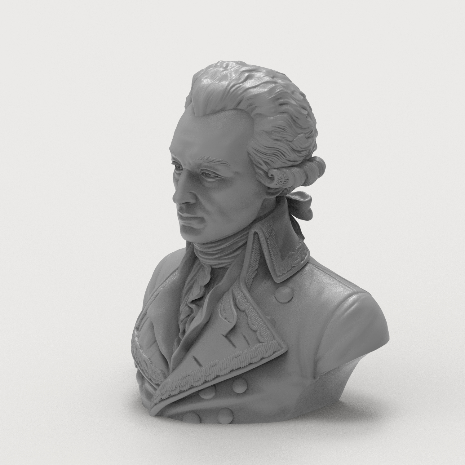 Marquis de Lafayette Historical Military Bust 3D Model