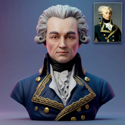 Marquis de Lafayette Historical Military Bust