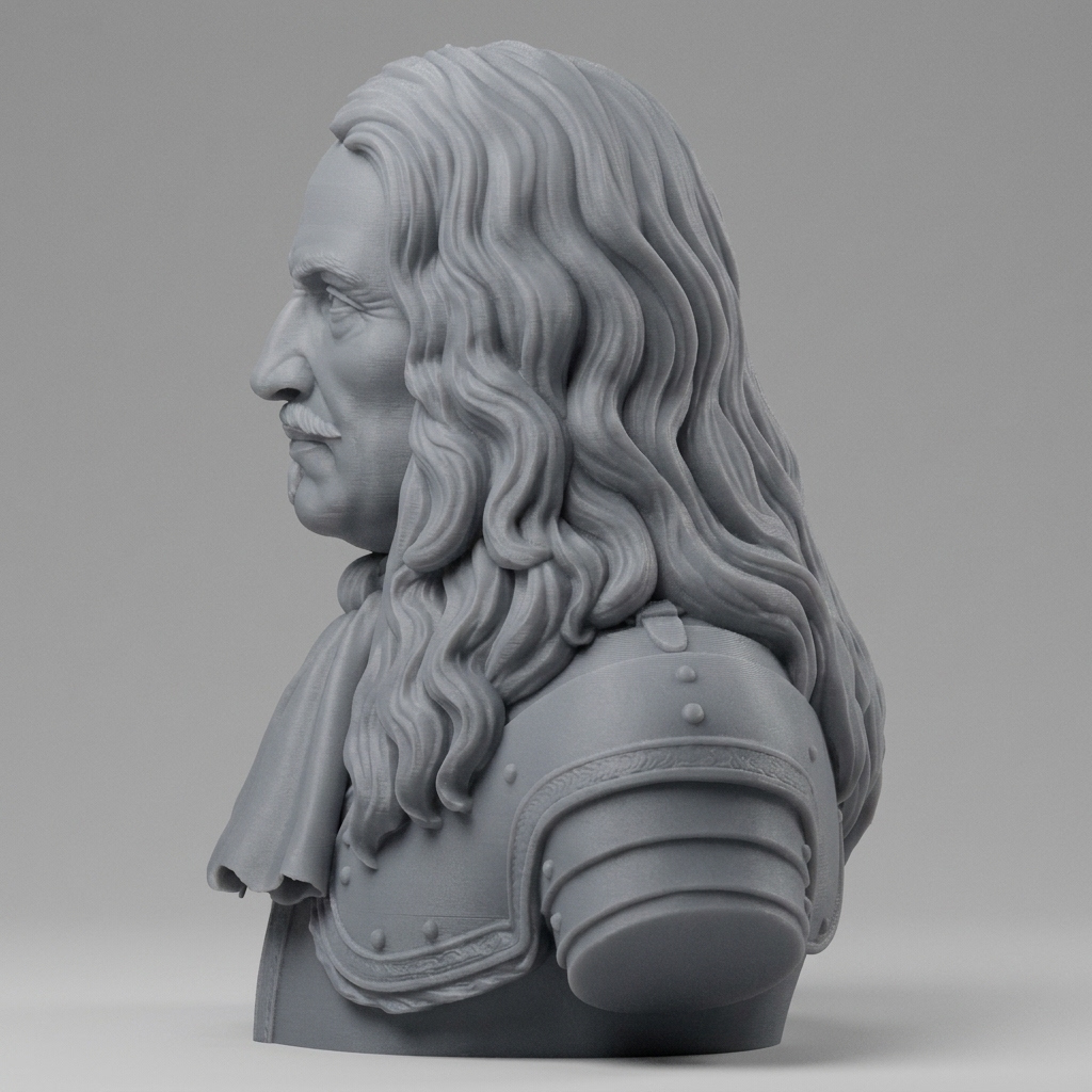Marshal Turenne Henri de la Tour dAuvergne Historical Bust 3D Model