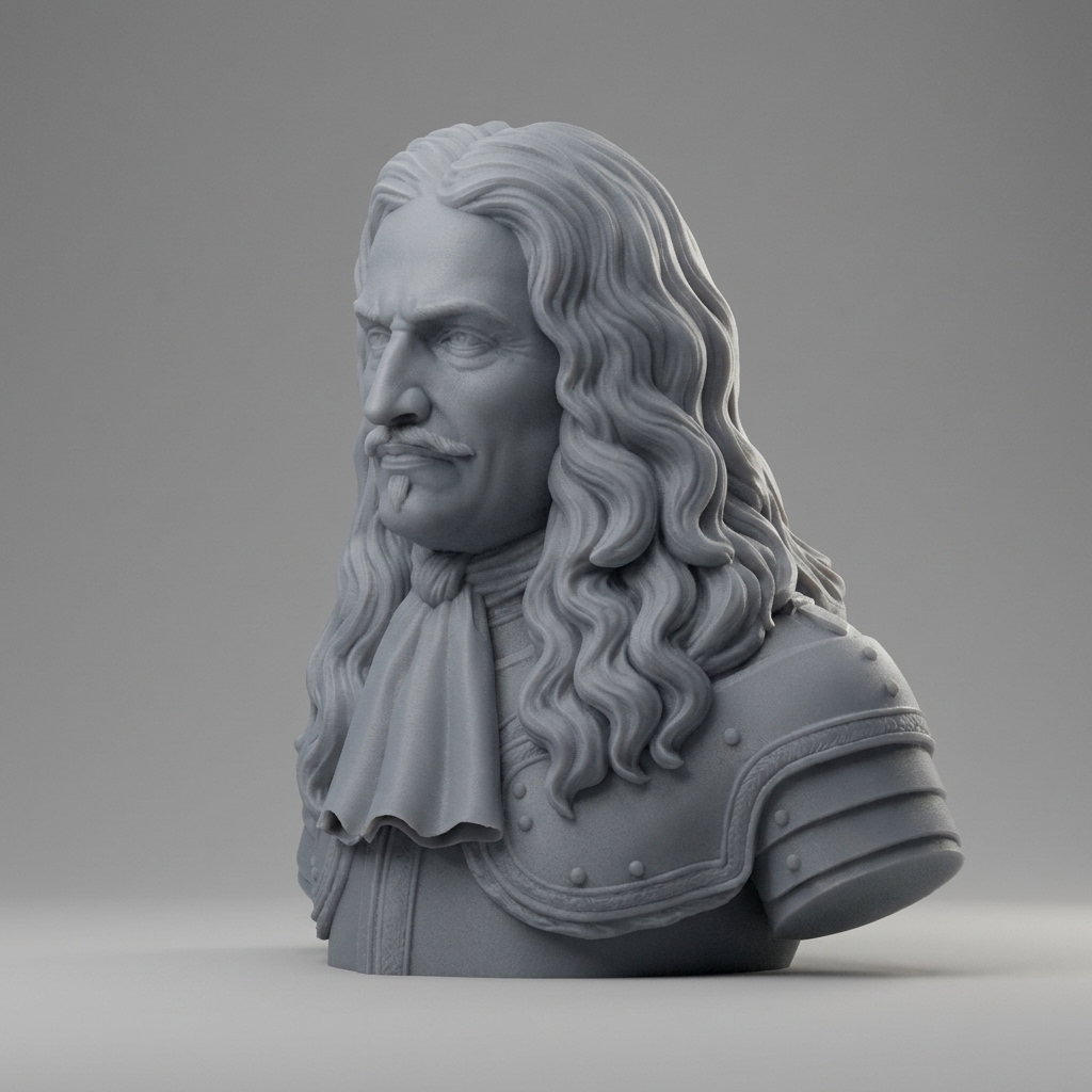 Marshal Turenne Henri de la Tour dAuvergne Historical Bust 3D Model