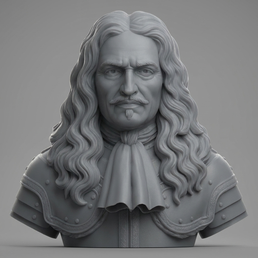 Marshal Turenne Henri de la Tour dAuvergne Historical Bust 3D Model