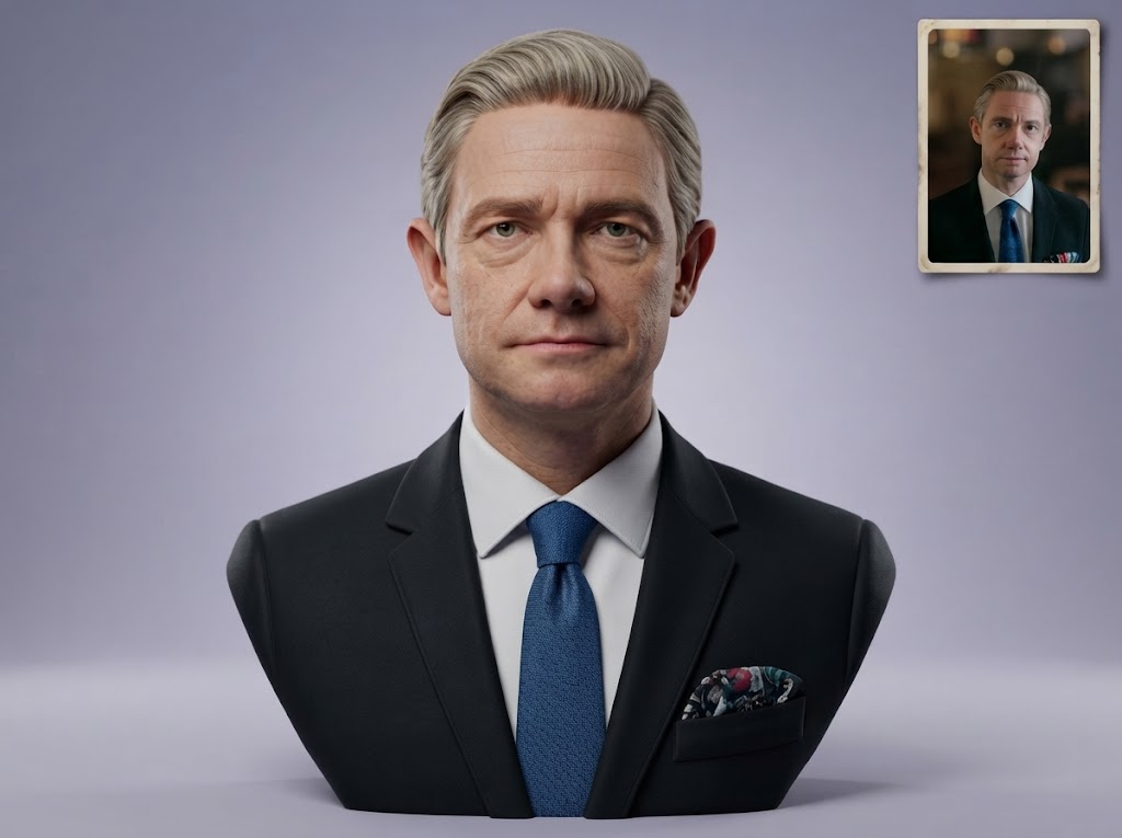 Martin Freeman as Dr. John Watson Actor Bust 3D Model
