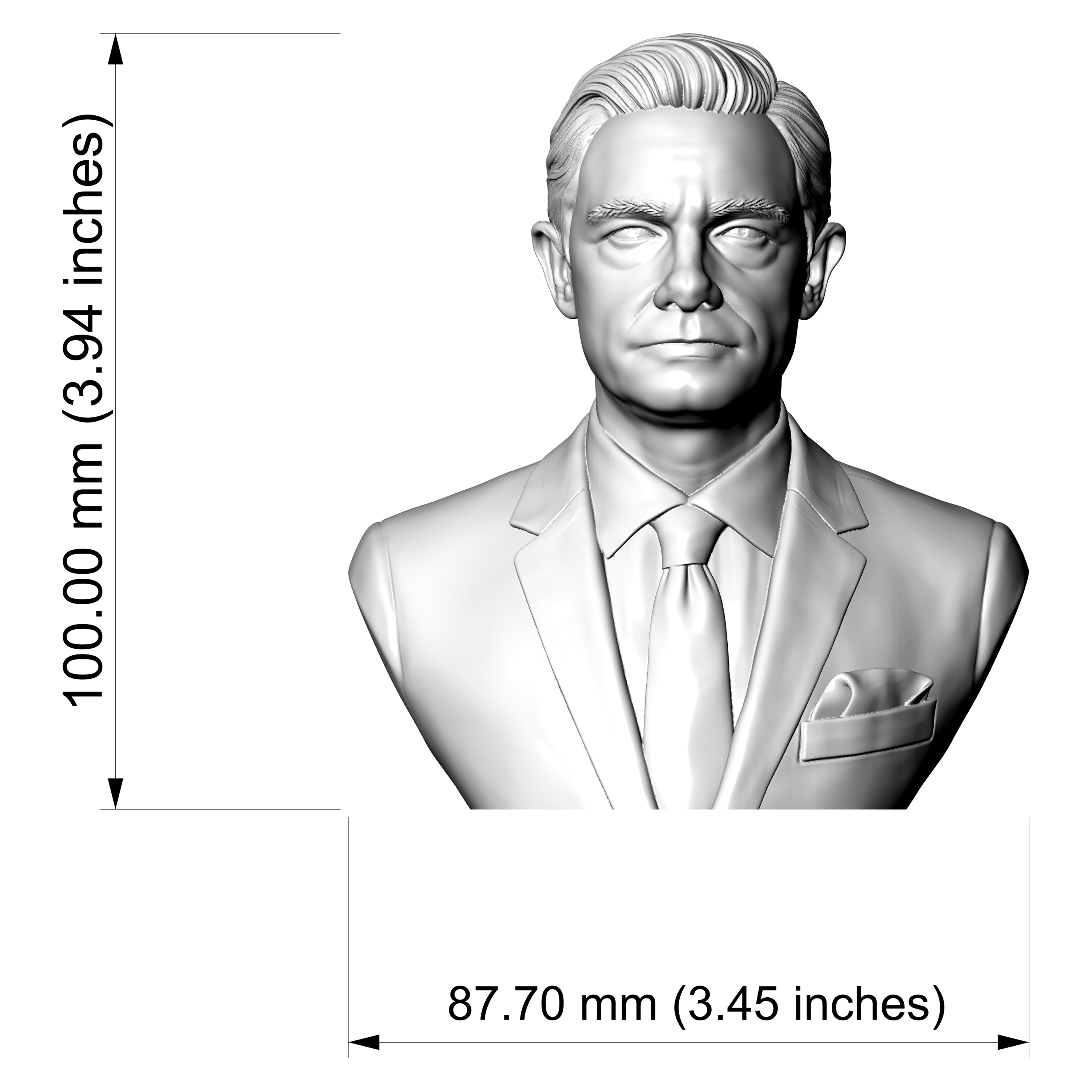 Martin Freeman as Dr. John Watson Actor Bust 3D Model