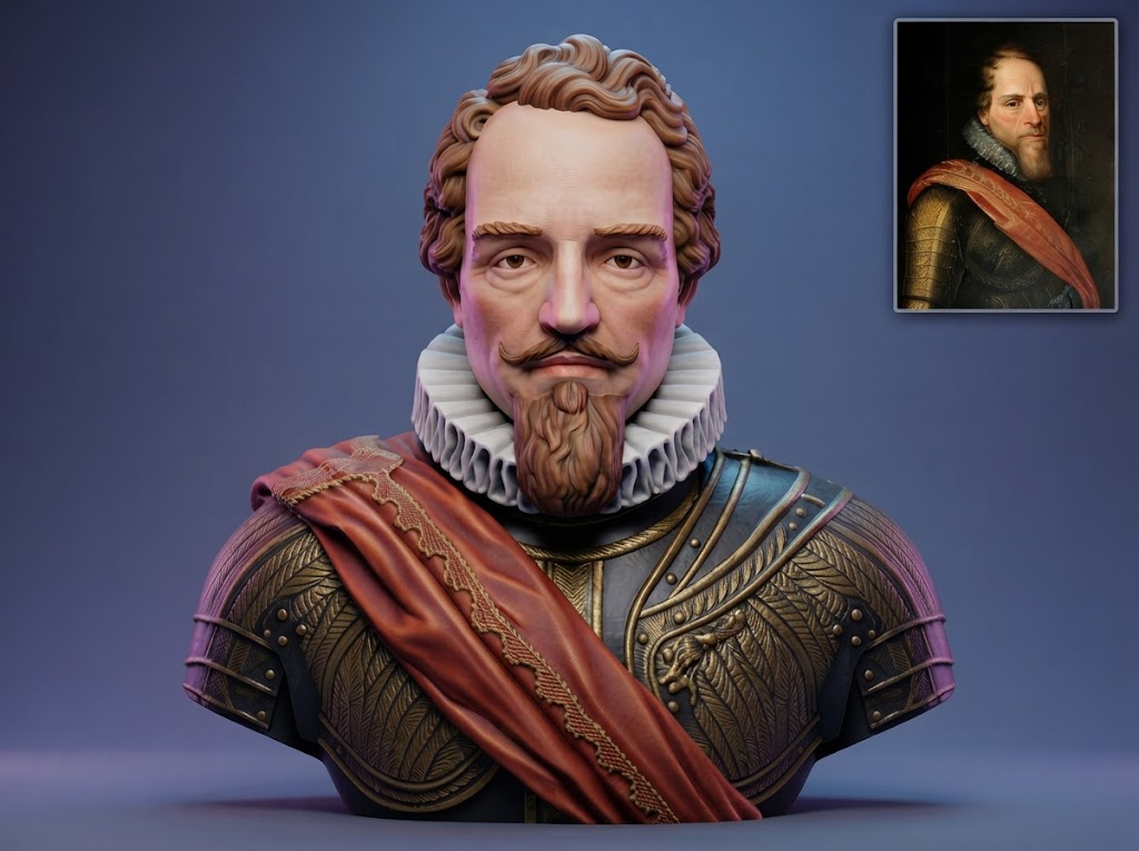 Maurice of Nassau Prince of Orange Historical Bust 3D Model