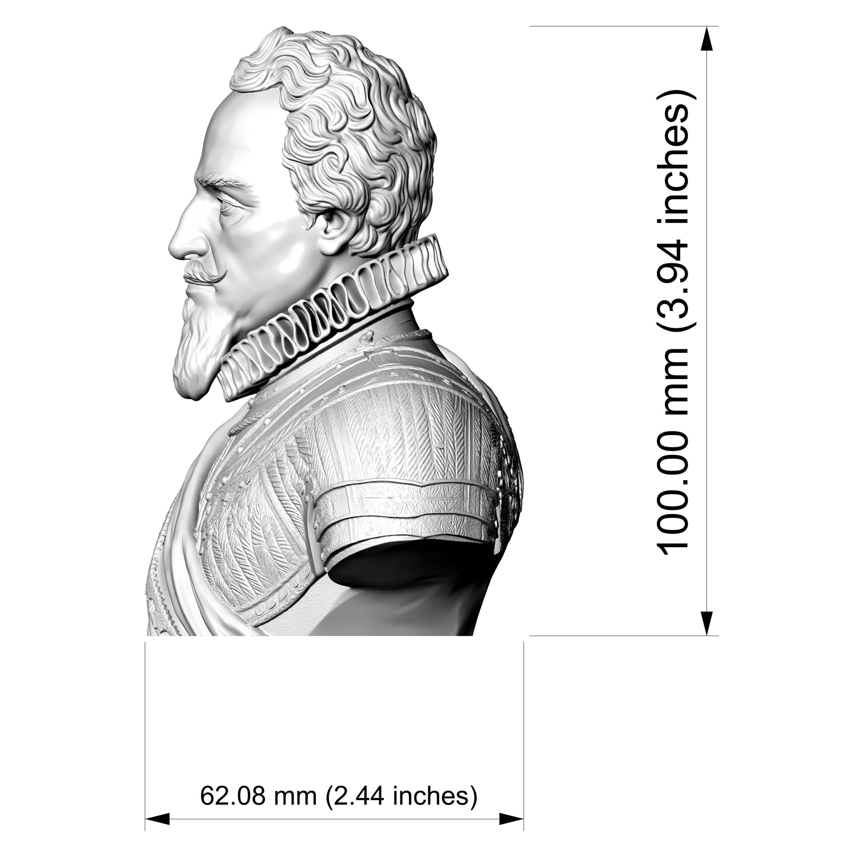 Maurice of Nassau Prince of Orange Historical Bust 3D Model