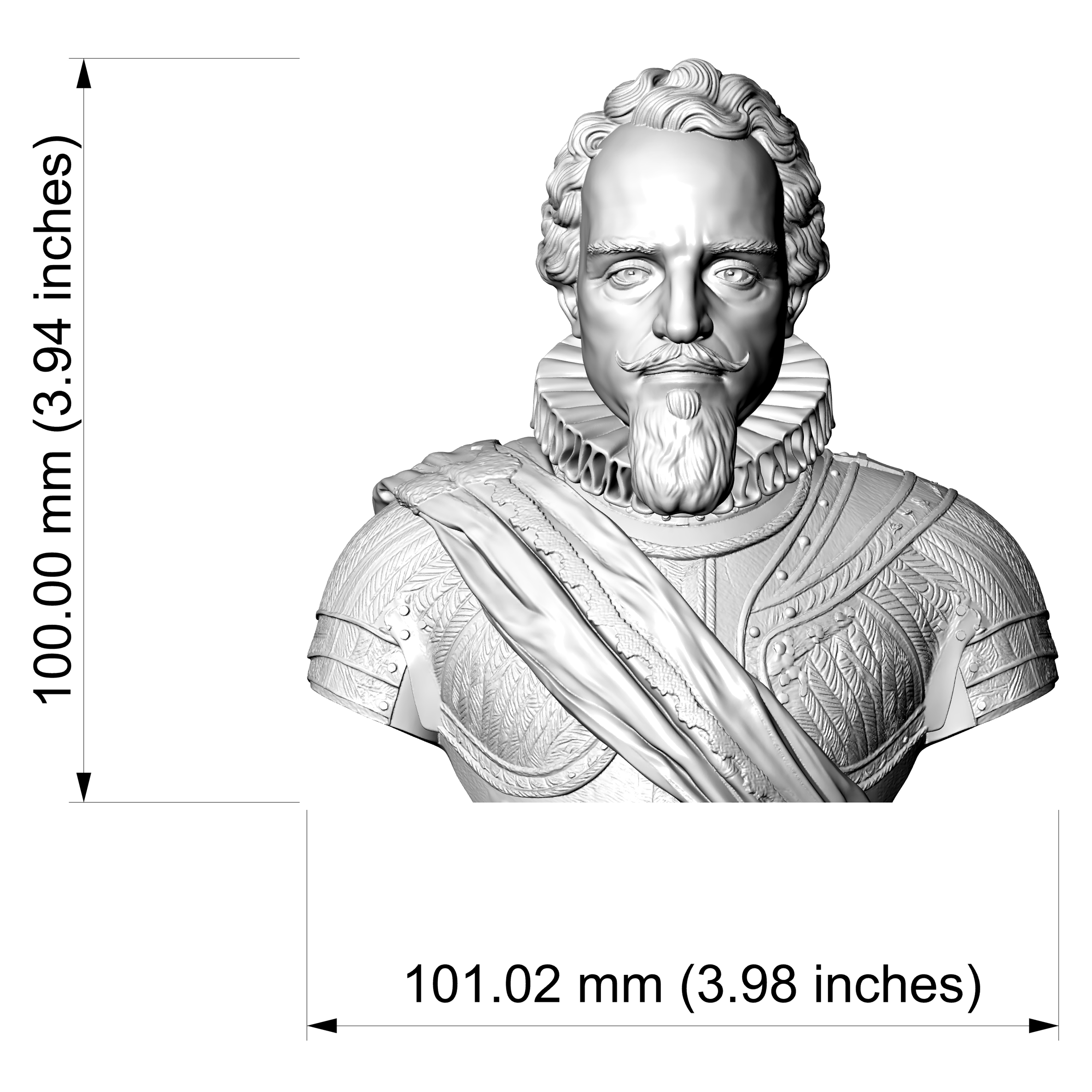 Maurice of Nassau Prince of Orange Historical Bust 3D Model