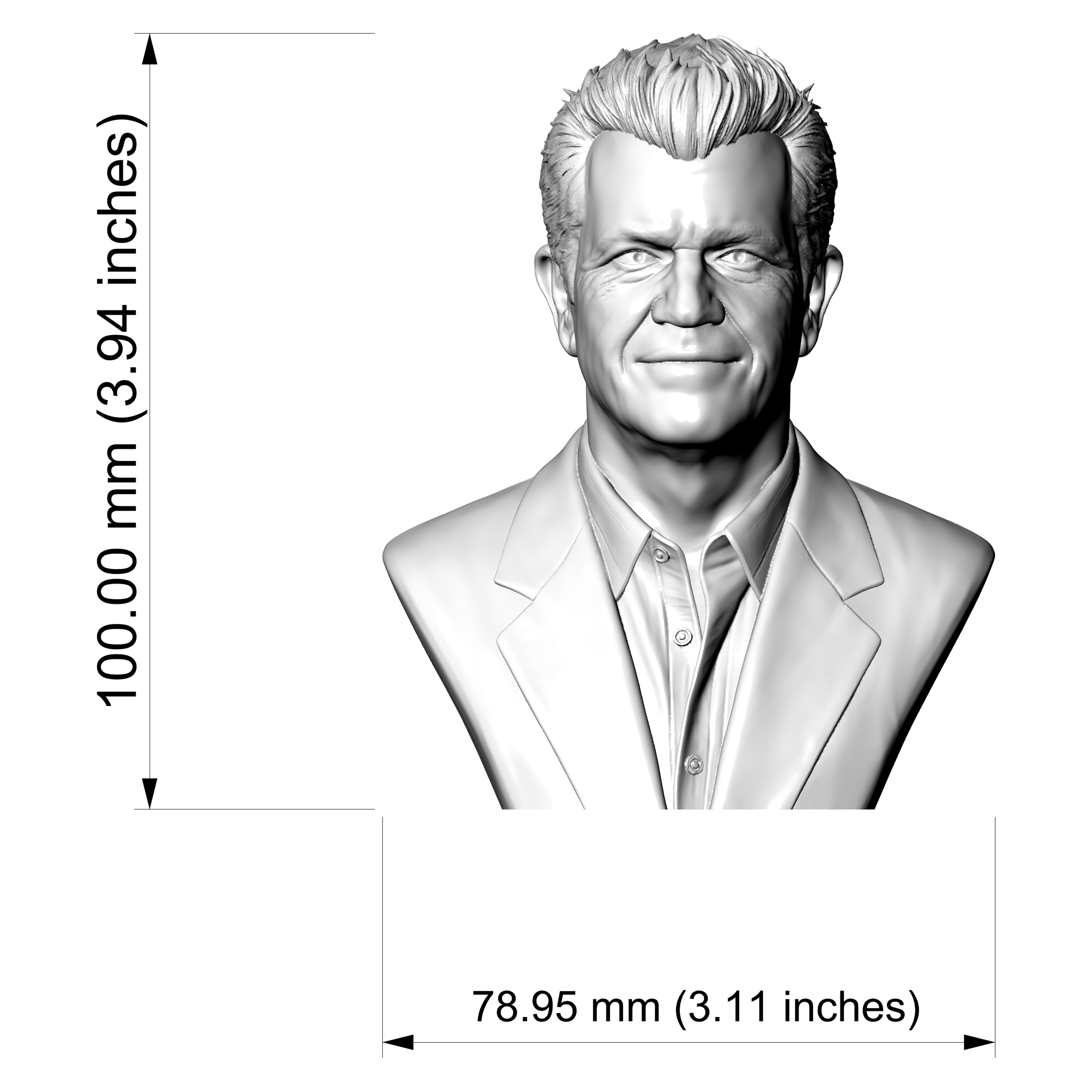 Mel Gibson Portrait Bust - Cinema Icon 3D Printable 3D Model