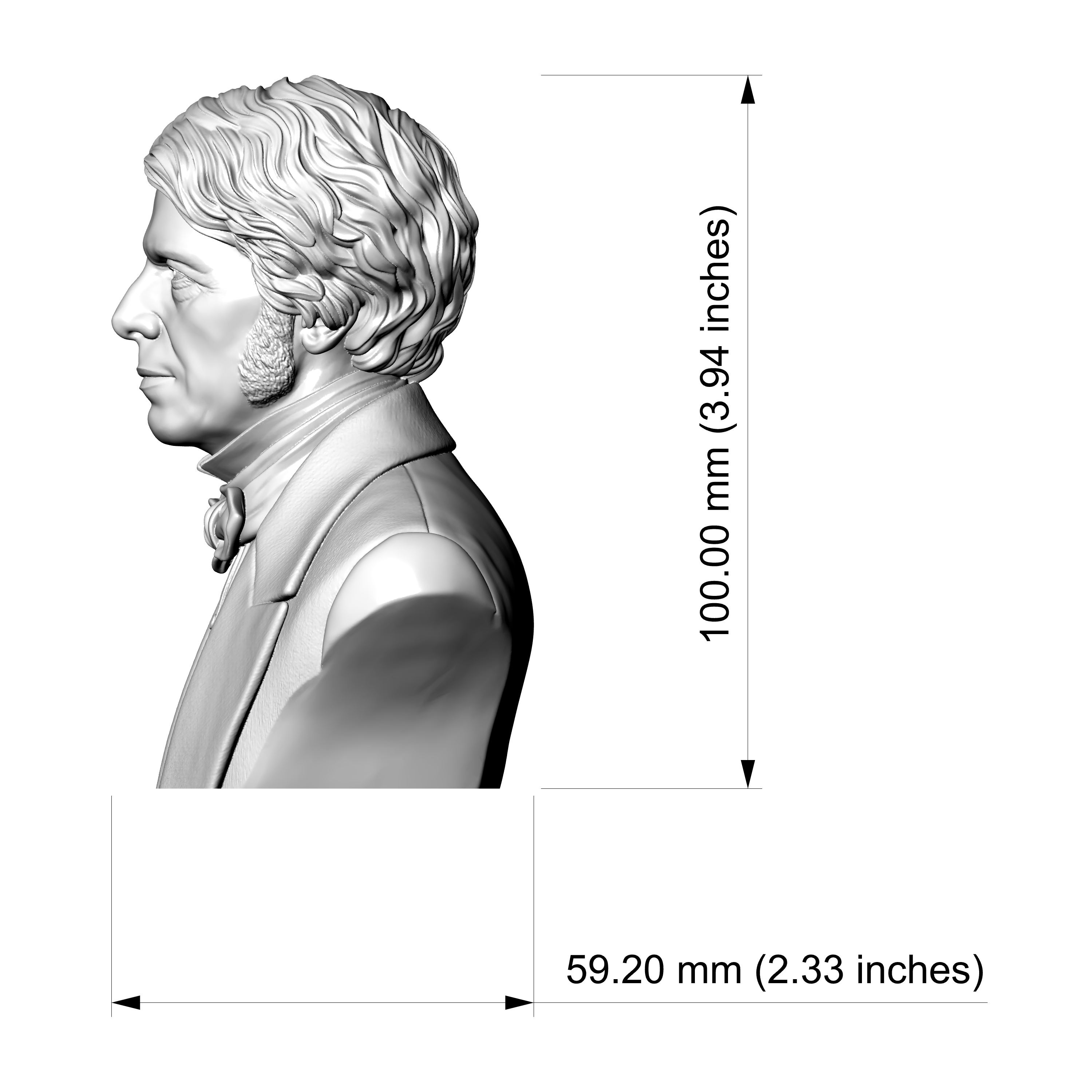Michael Faraday 3D Printable Bust 3D Model