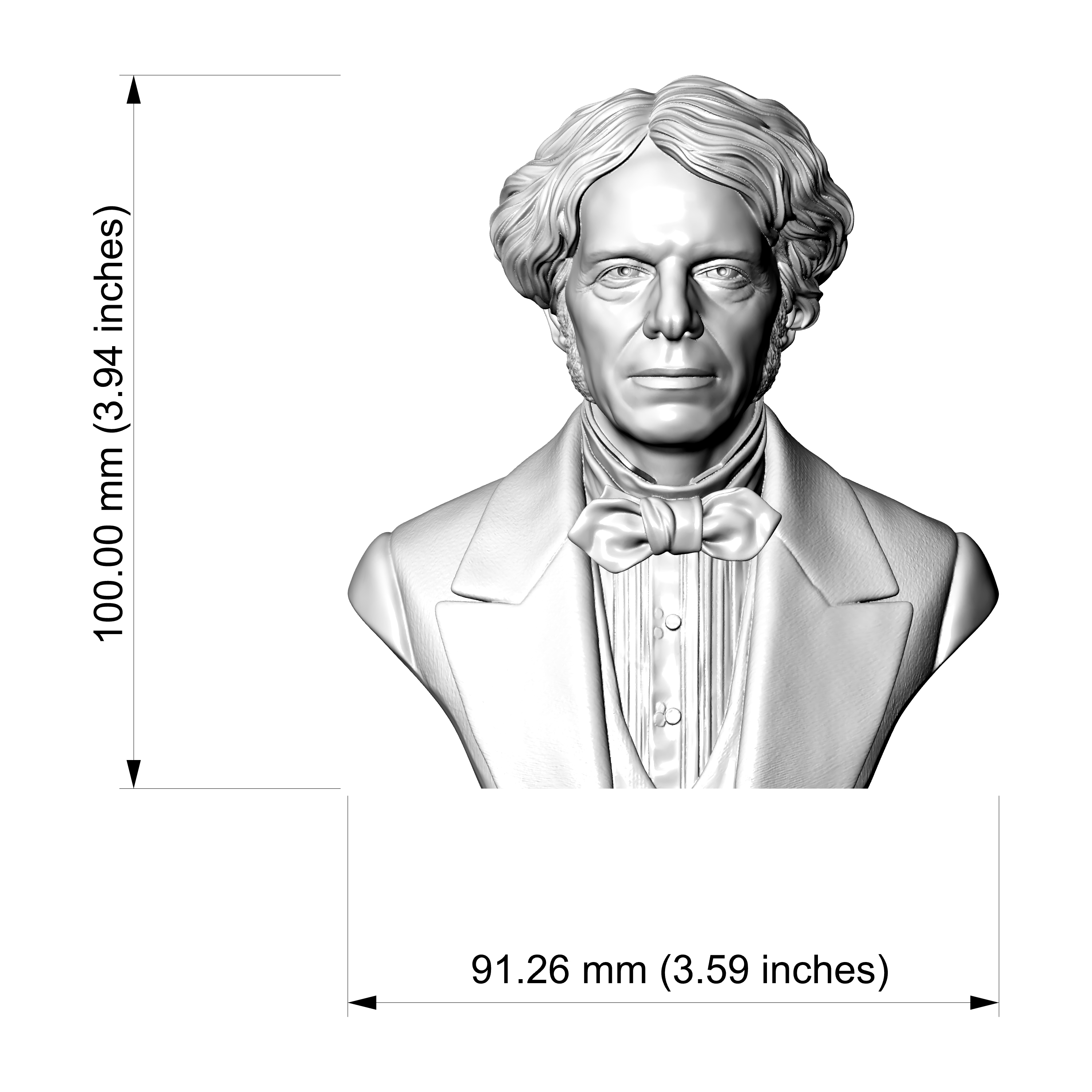 Michael Faraday 3D Printable Bust 3D Model