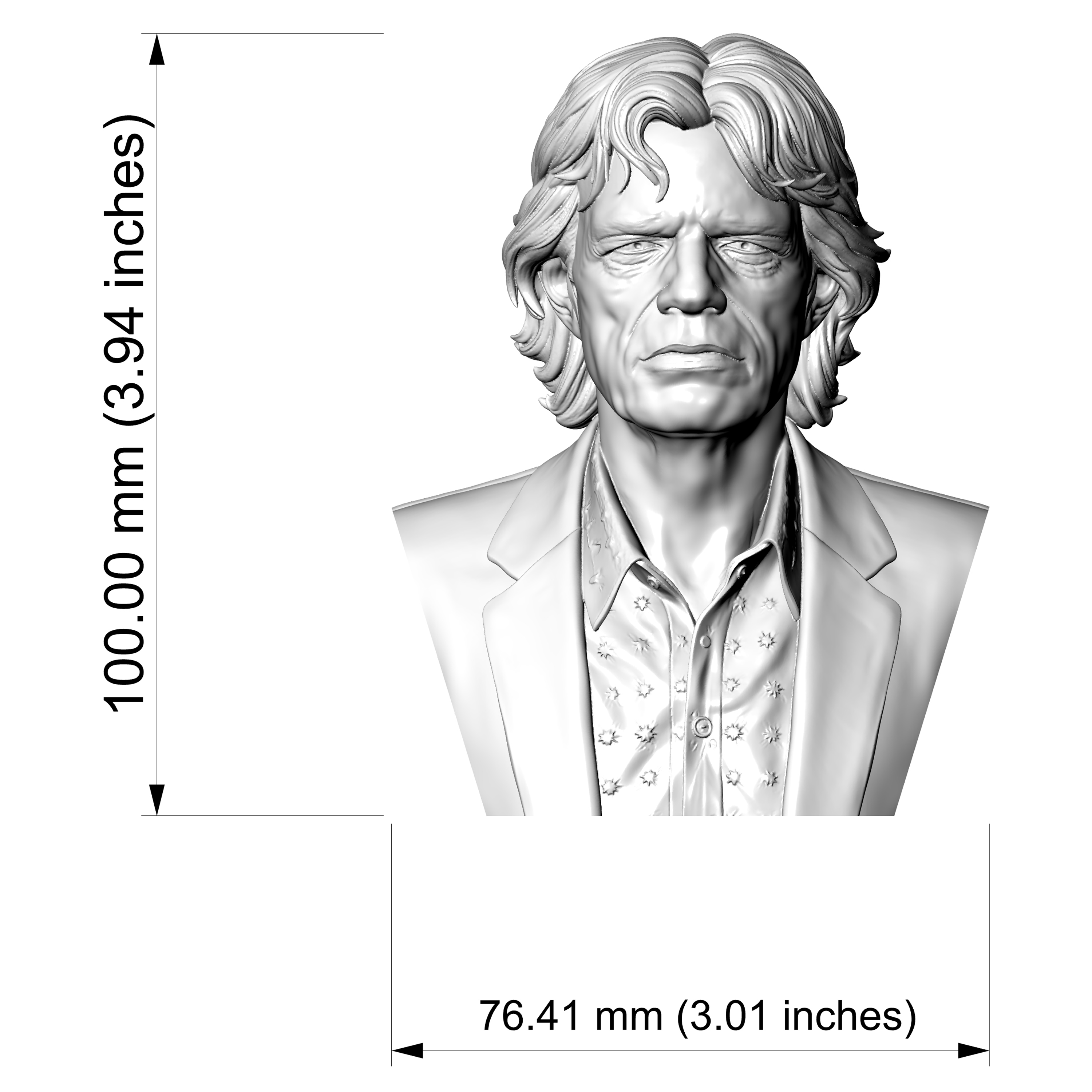 Mick Jagger 3D Printable Bust 3D Model