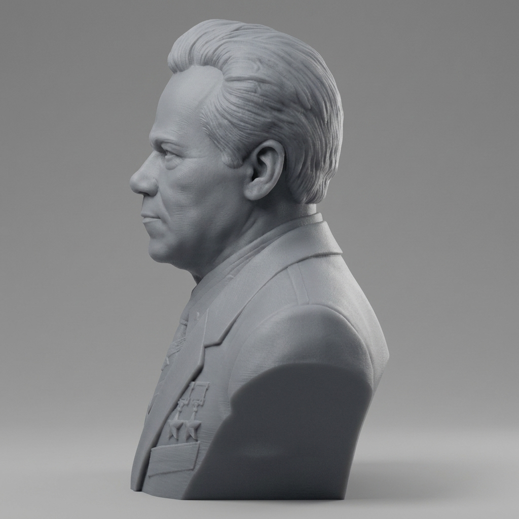 Mikhail Kalashnikov 3D Printable Bust 3D Model
