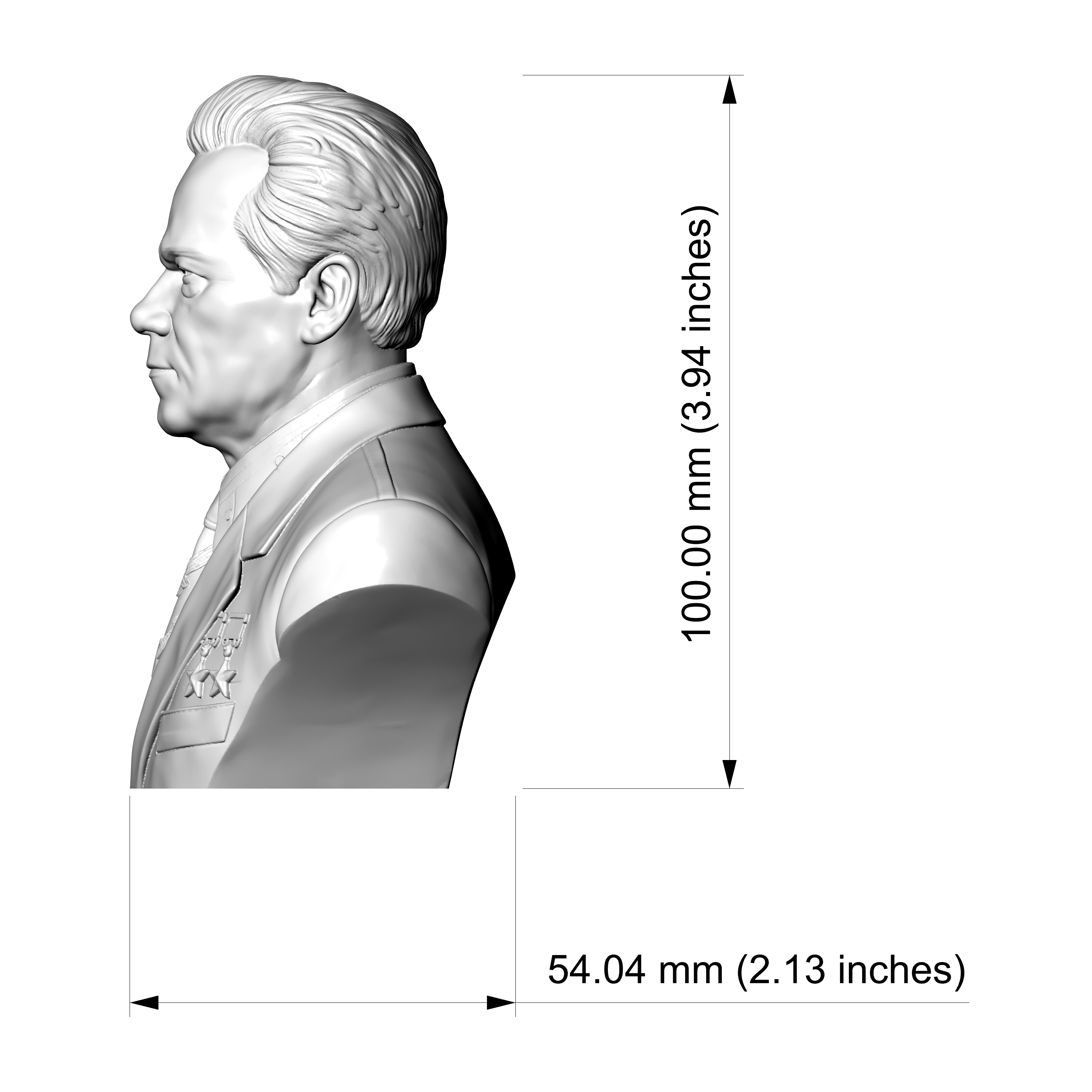 Mikhail Kalashnikov 3D Printable Bust 3D Model