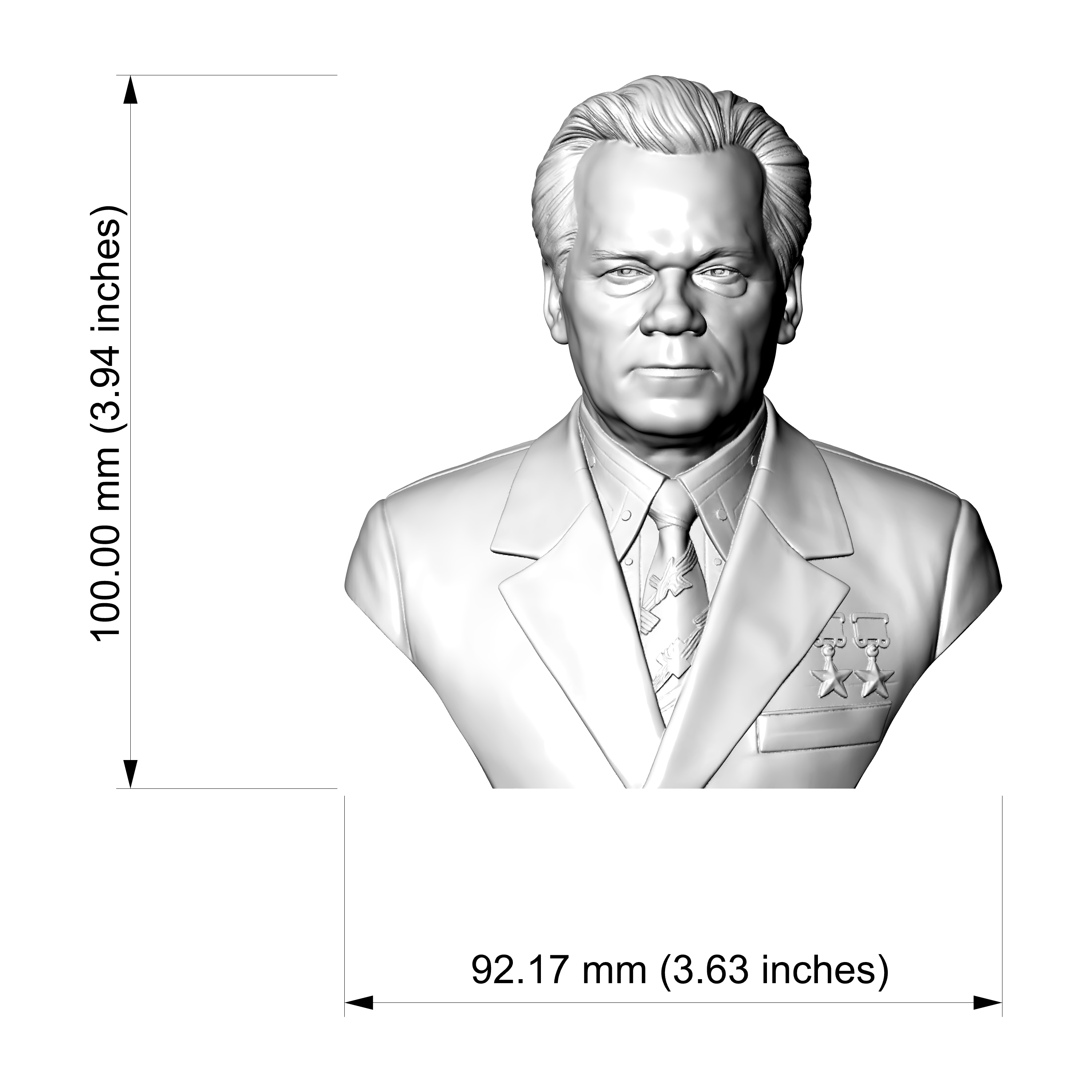 Mikhail Kalashnikov 3D Printable Bust 3D Model