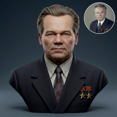 Mikhail Kalashnikov 3D Printable Bust