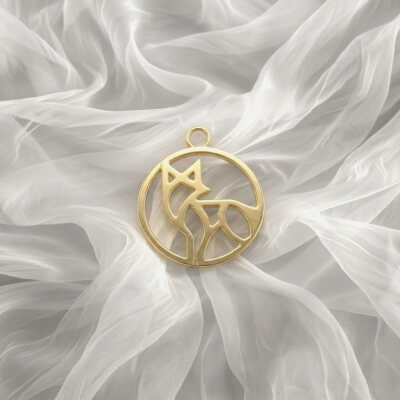 Minimalistic Fox "Circle Silhouette Pendant"