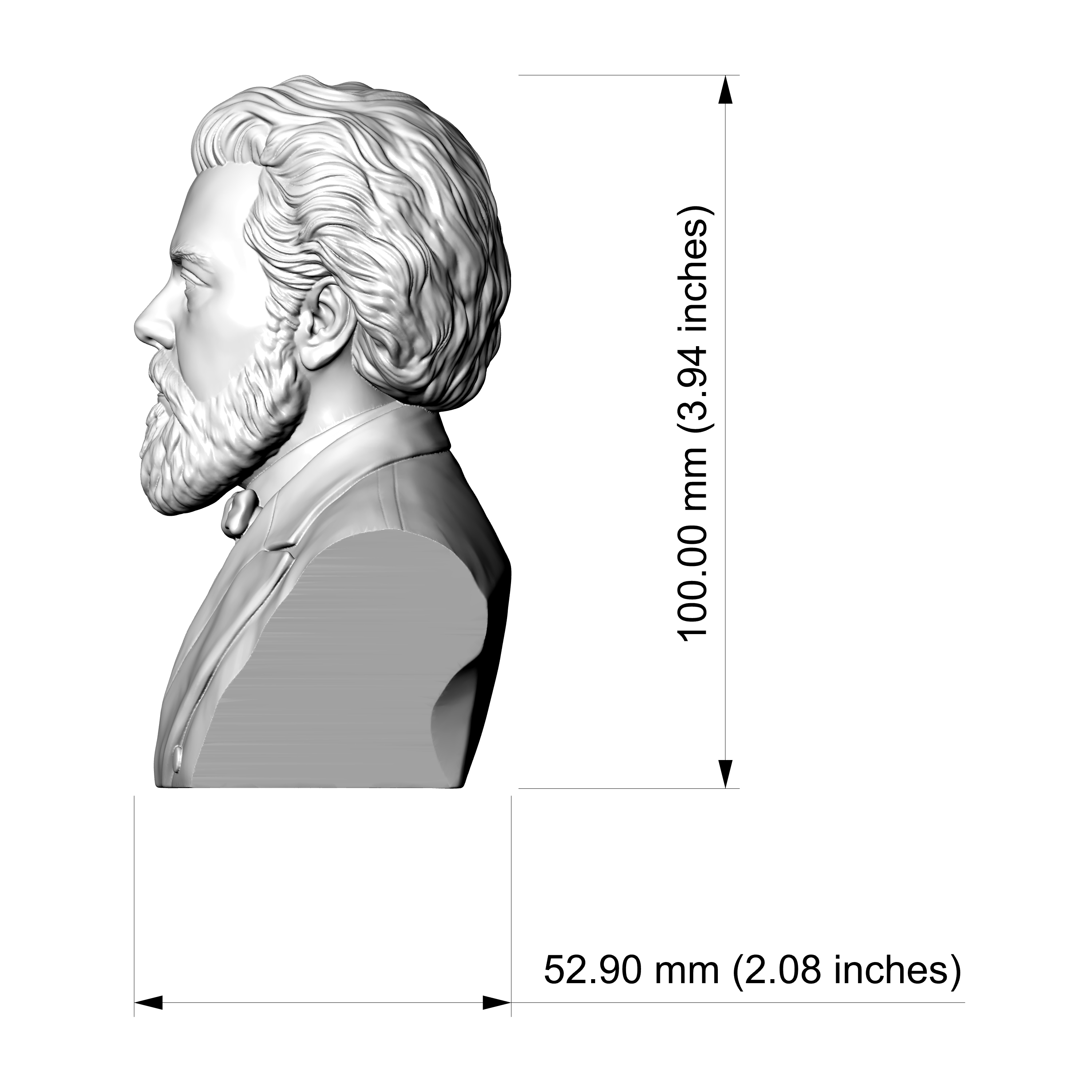Modest Mussorgsky 3D Printable Bust 3D Model