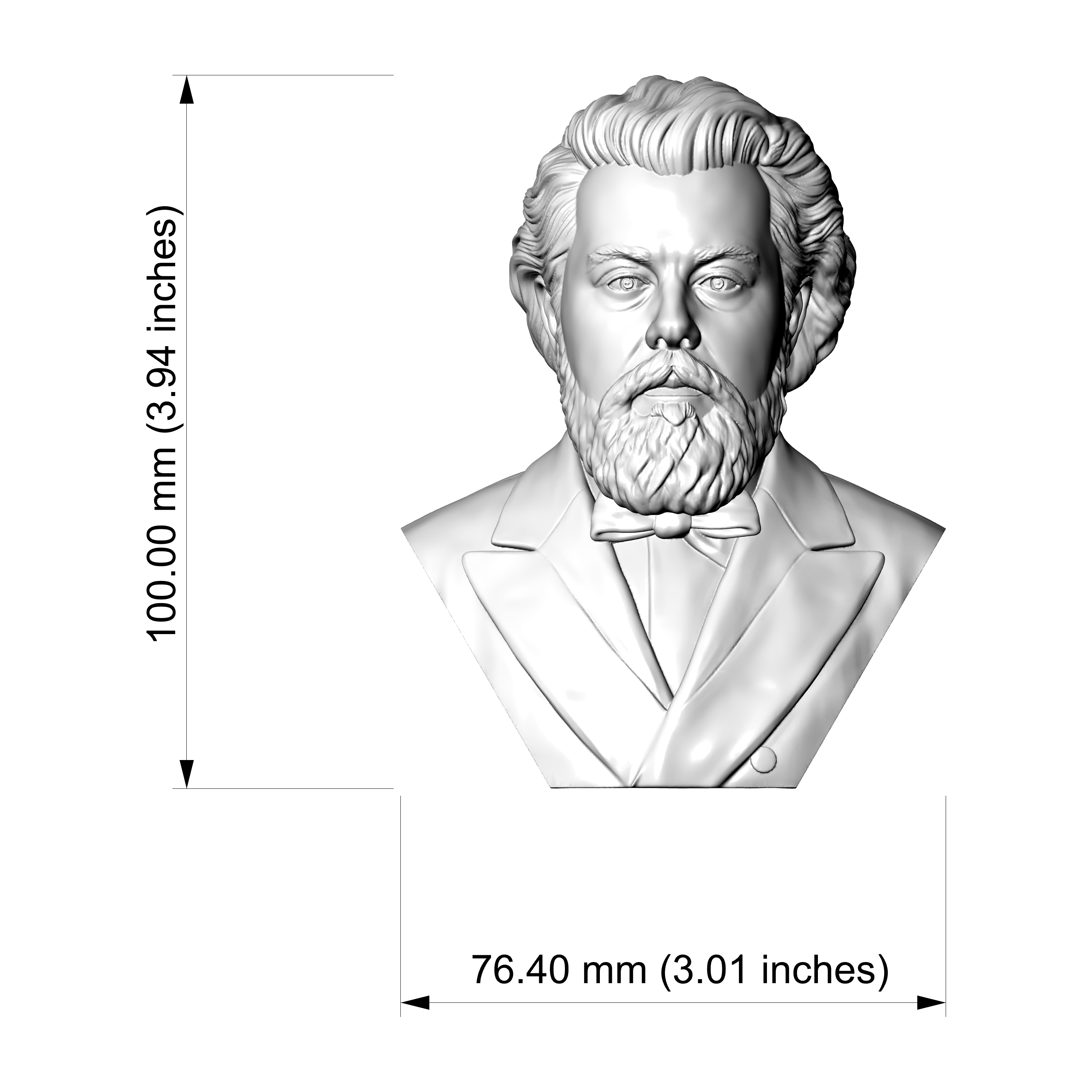 Modest Mussorgsky 3D Printable Bust 3D Model